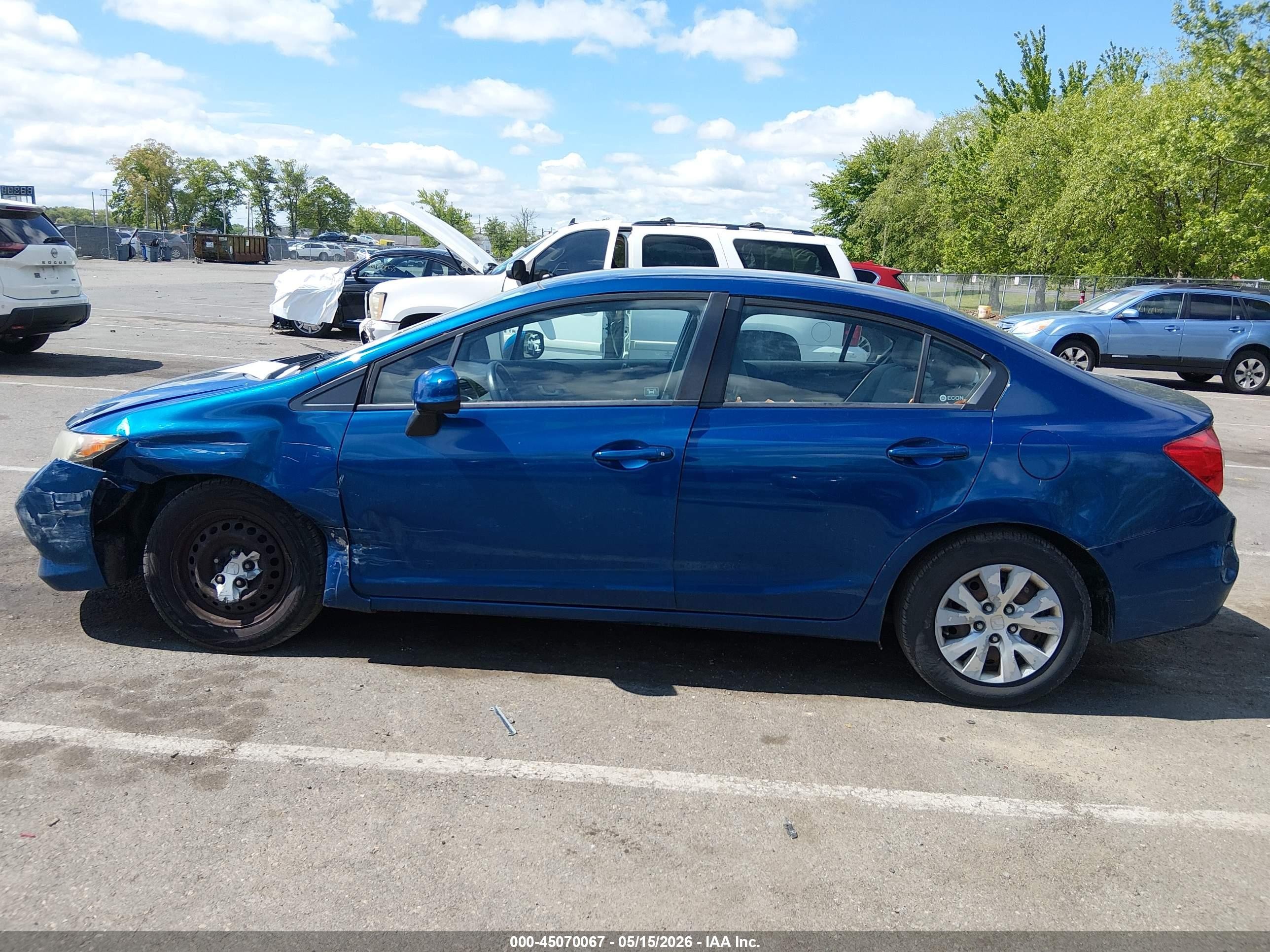 2012 Honda Civic Lx Blue vin: 19XFB2F55CE333924