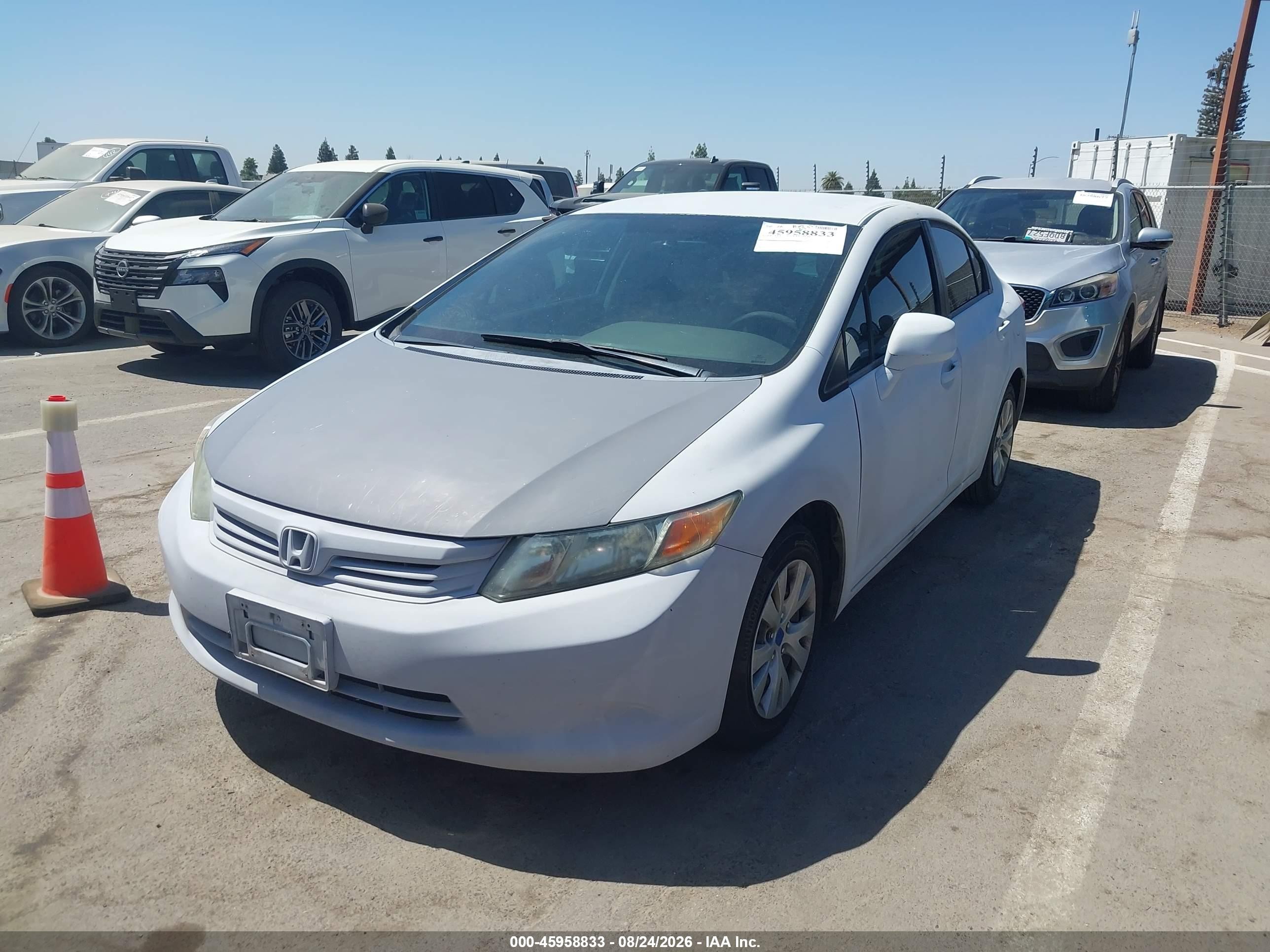 2012 Honda Civic Lx White vin: 19XFB2F55CE345801