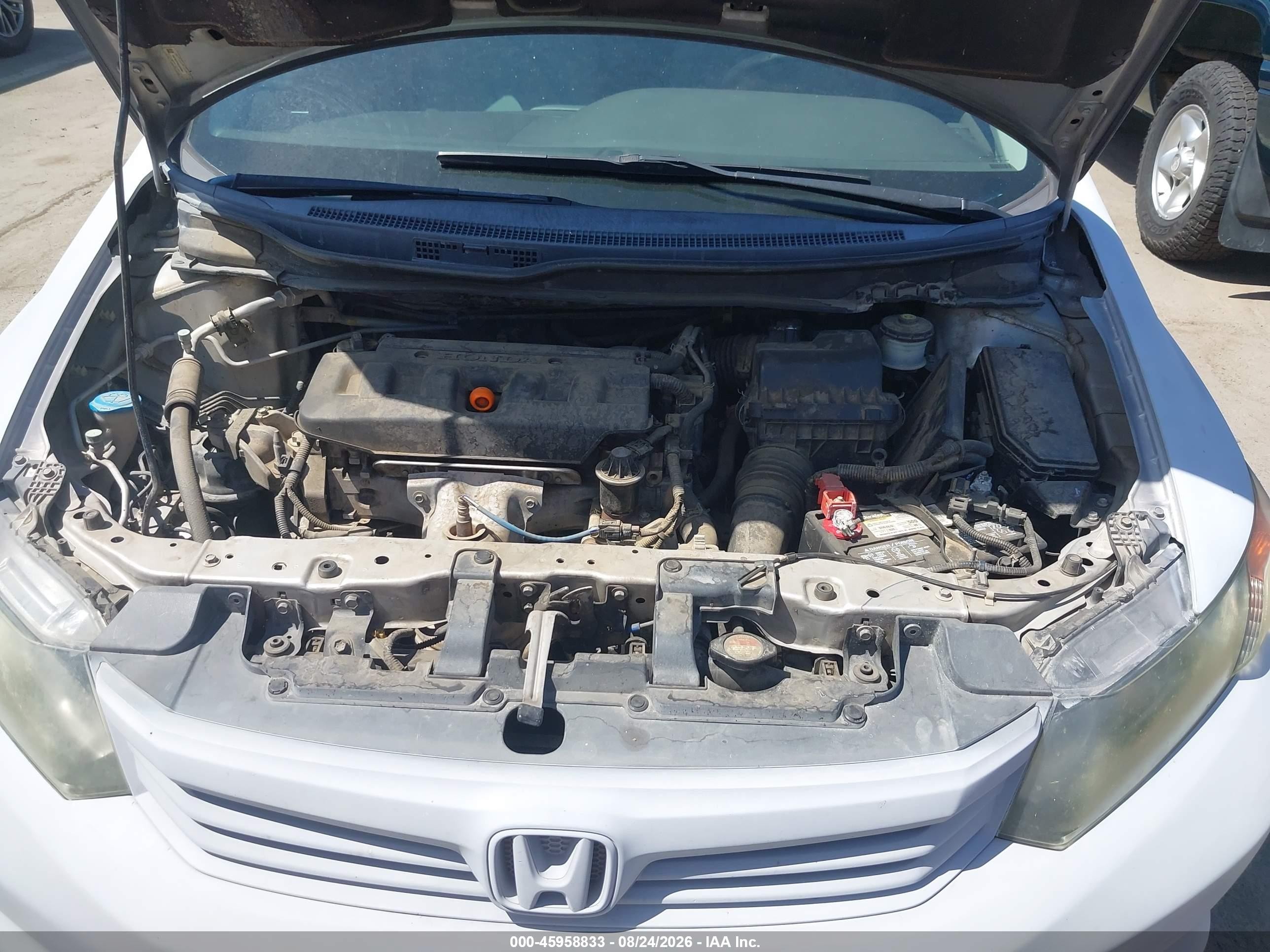 2012 Honda Civic Lx White vin: 19XFB2F55CE345801
