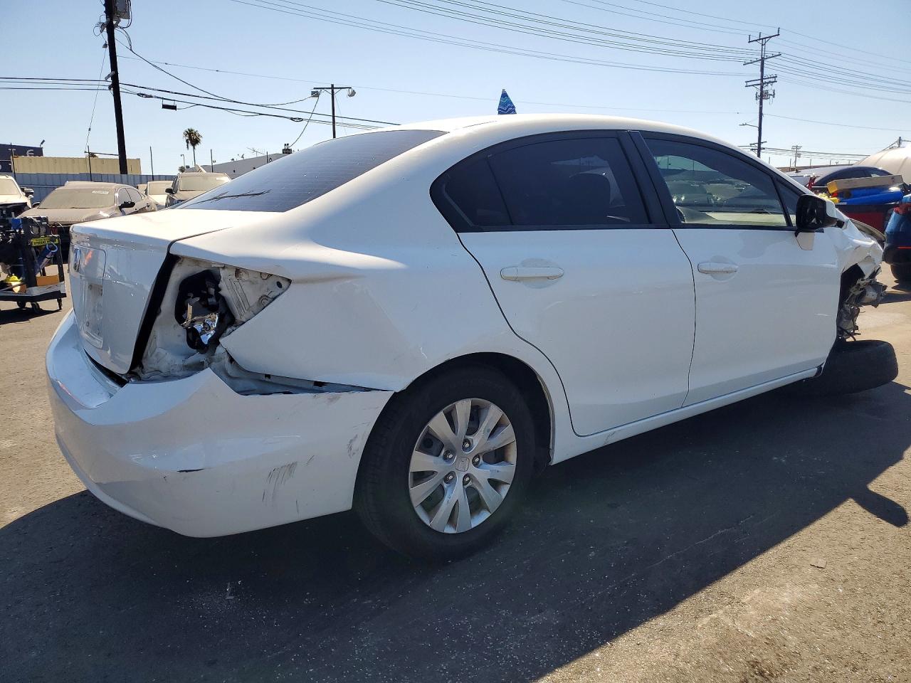 2012 Honda Civic Lx White vin: 19XFB2F55CE348276