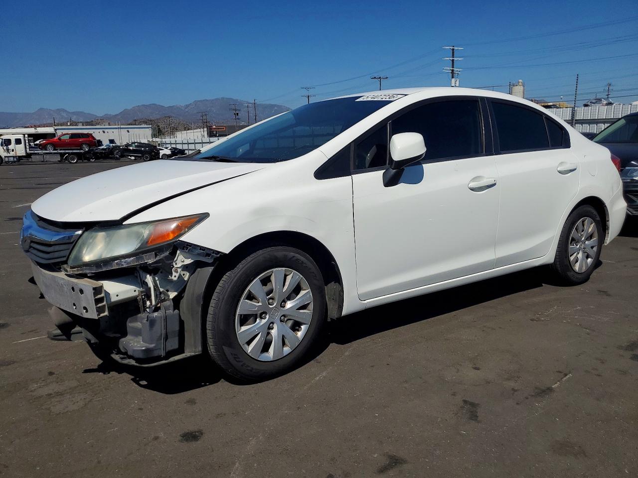 2012 Honda Civic Lx White vin: 19XFB2F55CE348276