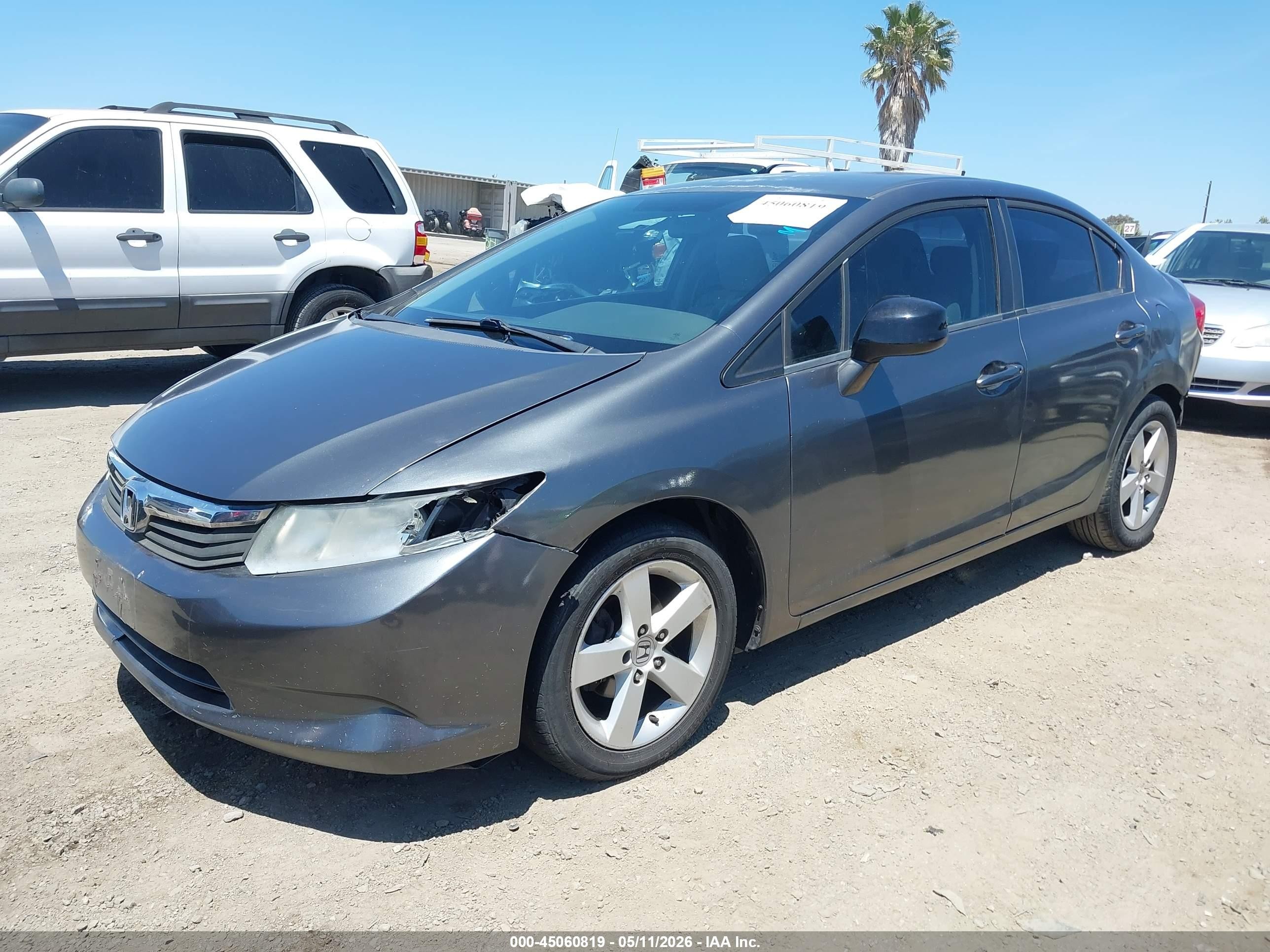 2012 Honda Civic Lx Gray vin: 19XFB2F55CE356037
