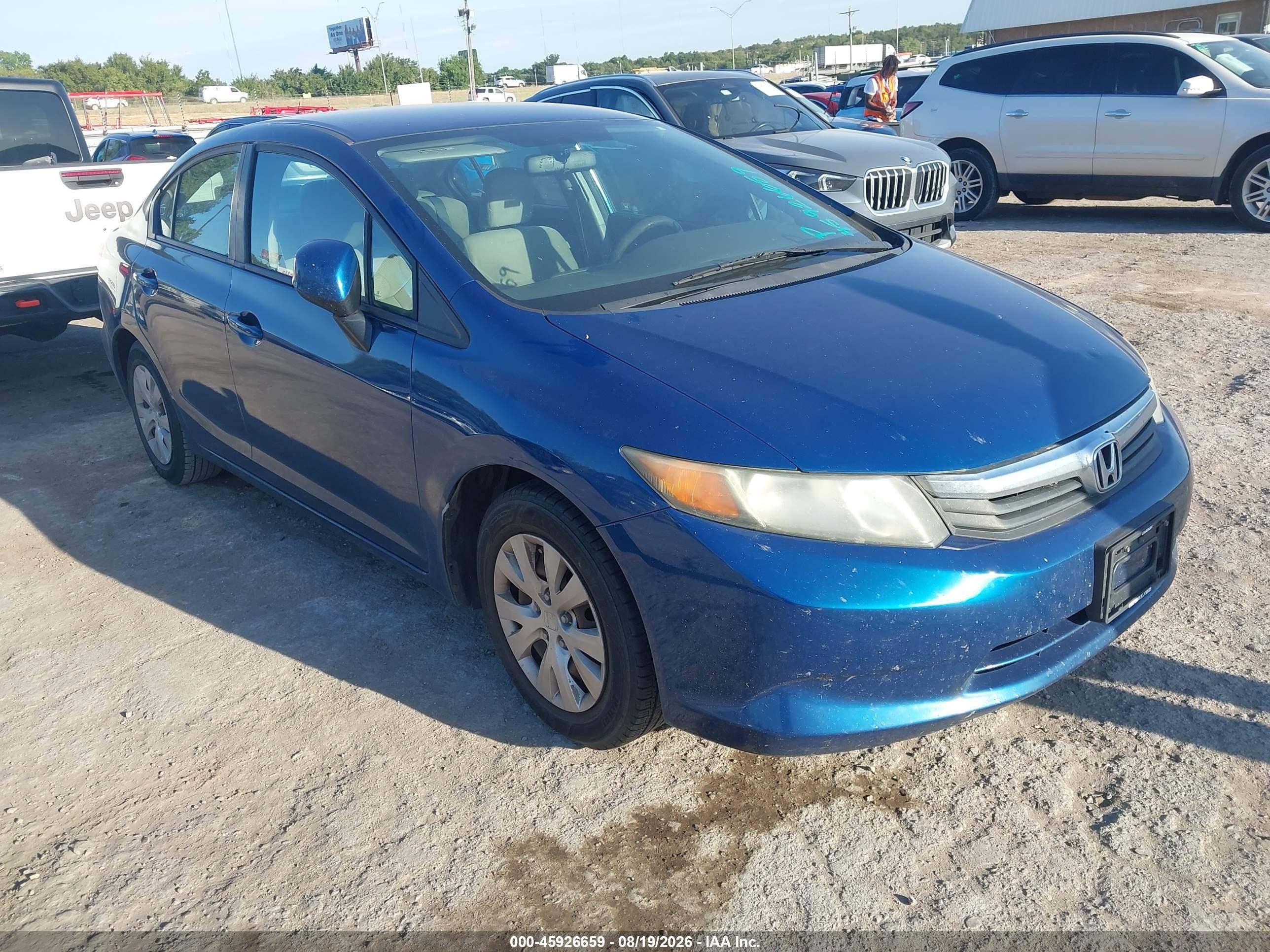 2012 Honda Civic Lx Синий vin: 19XFB2F55CE361450