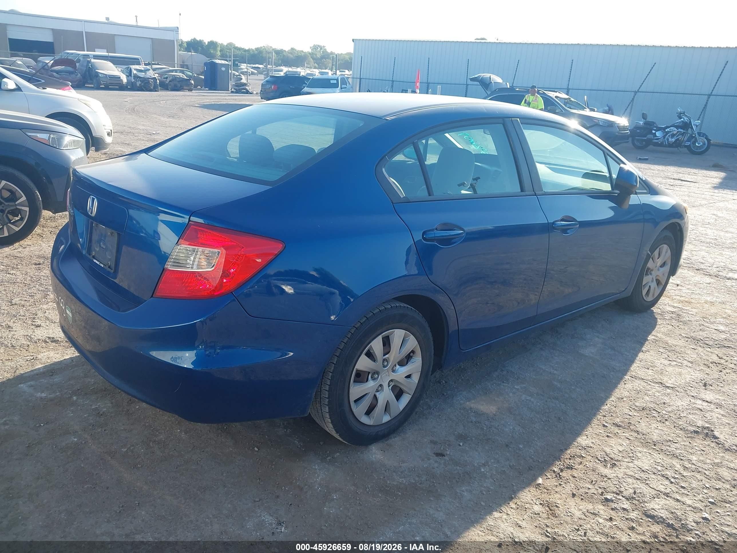 2012 Honda Civic Lx Синий vin: 19XFB2F55CE361450