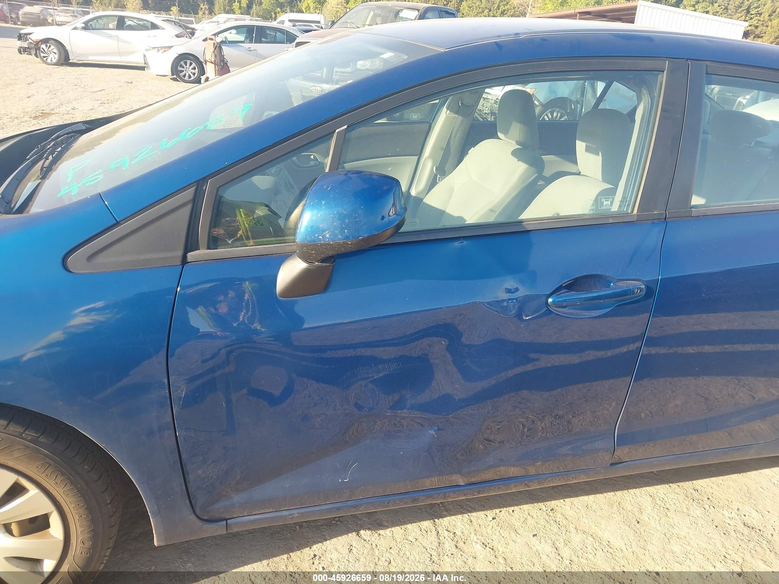 2012 Honda Civic Lx Синий vin: 19XFB2F55CE361450