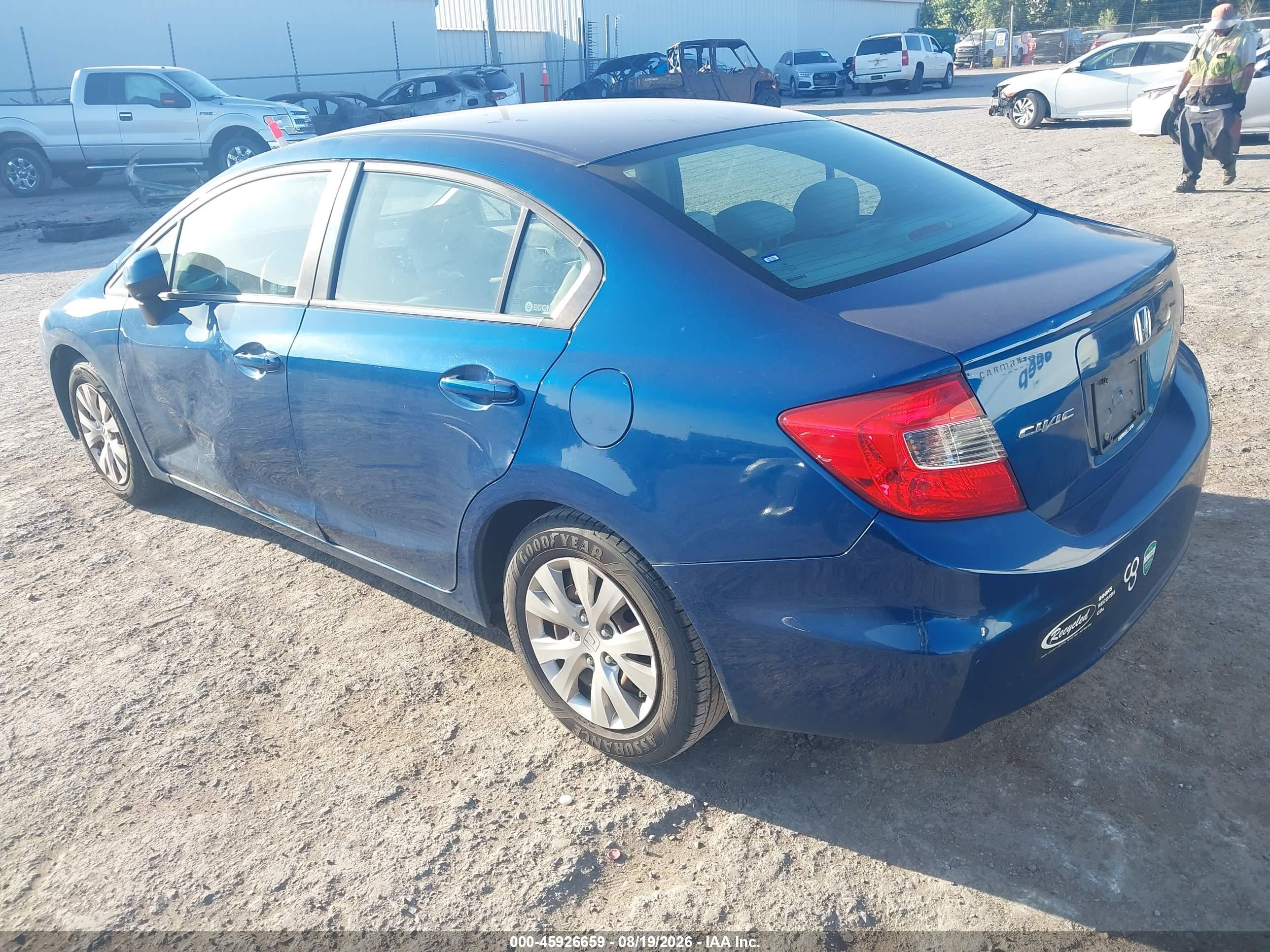 2012 Honda Civic Lx Синий vin: 19XFB2F55CE361450