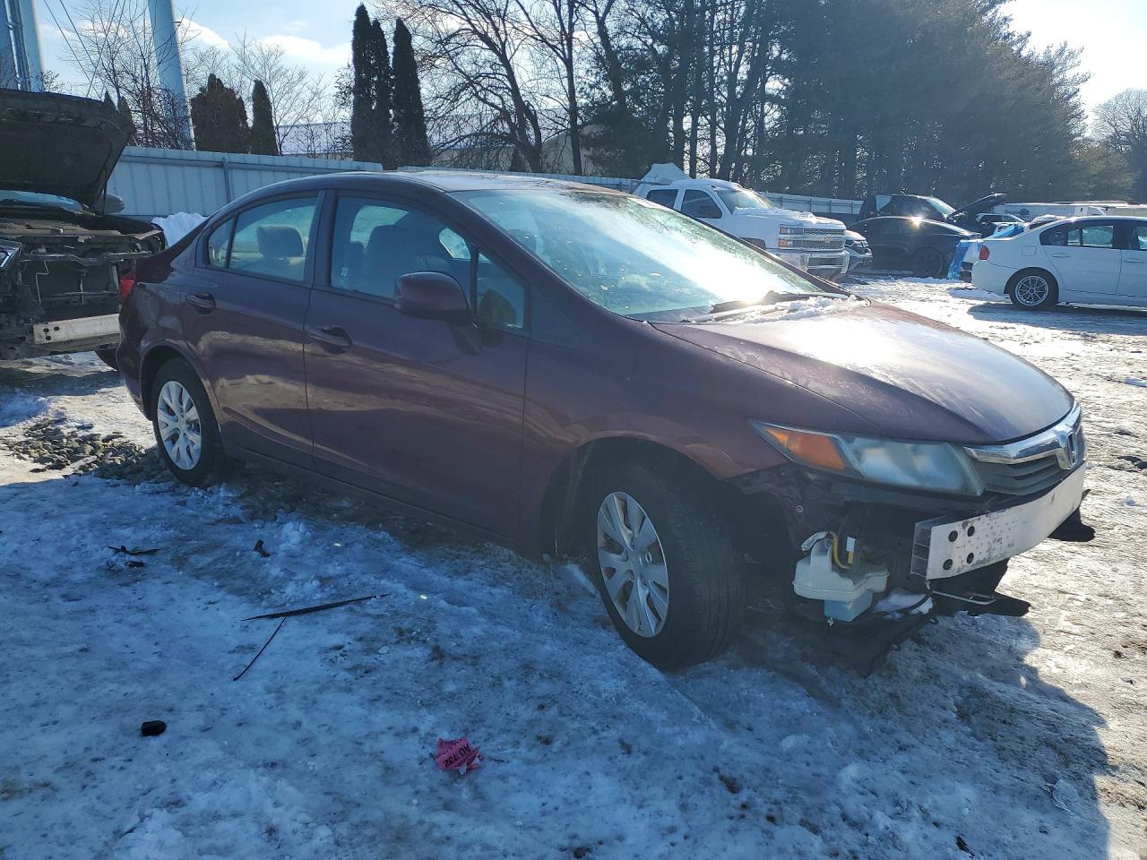 2012 Honda Civic Lx Burgundy vin: 19XFB2F55CE378202
