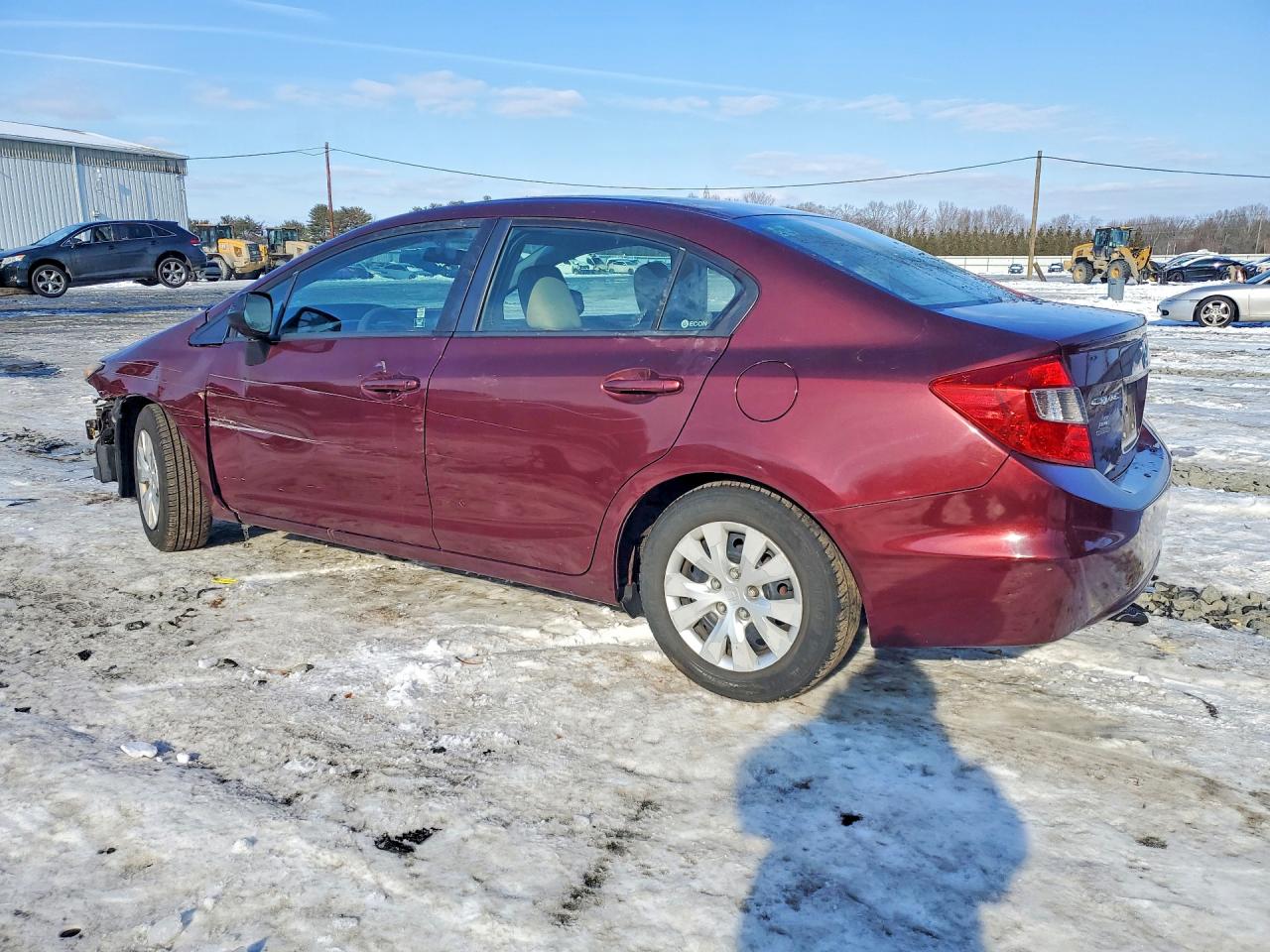 2012 Honda Civic Lx Burgundy vin: 19XFB2F55CE378202