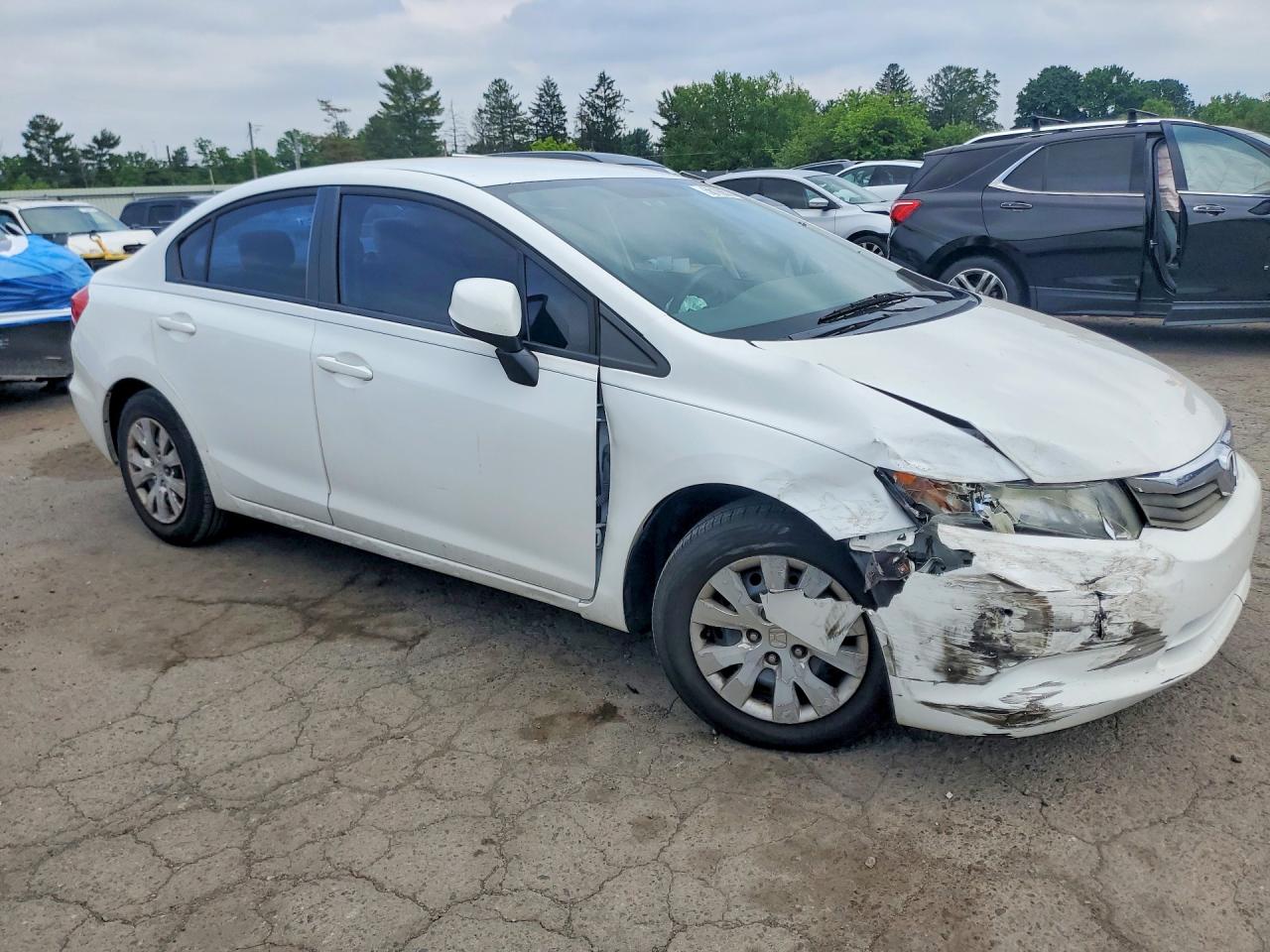 2012 Honda Civic Lx White vin: 19XFB2F55CE381598