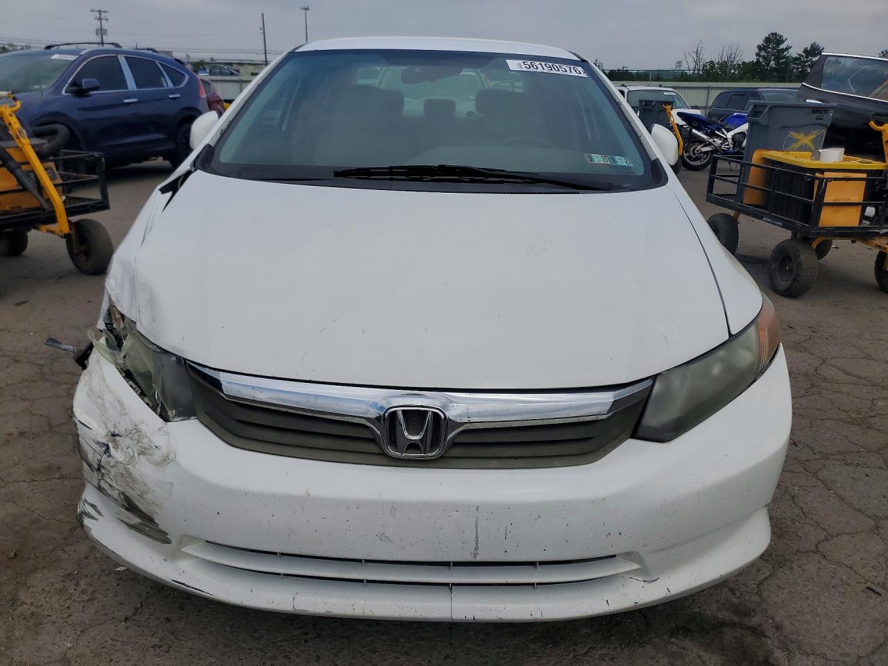 2012 Honda Civic Lx White vin: 19XFB2F55CE381598