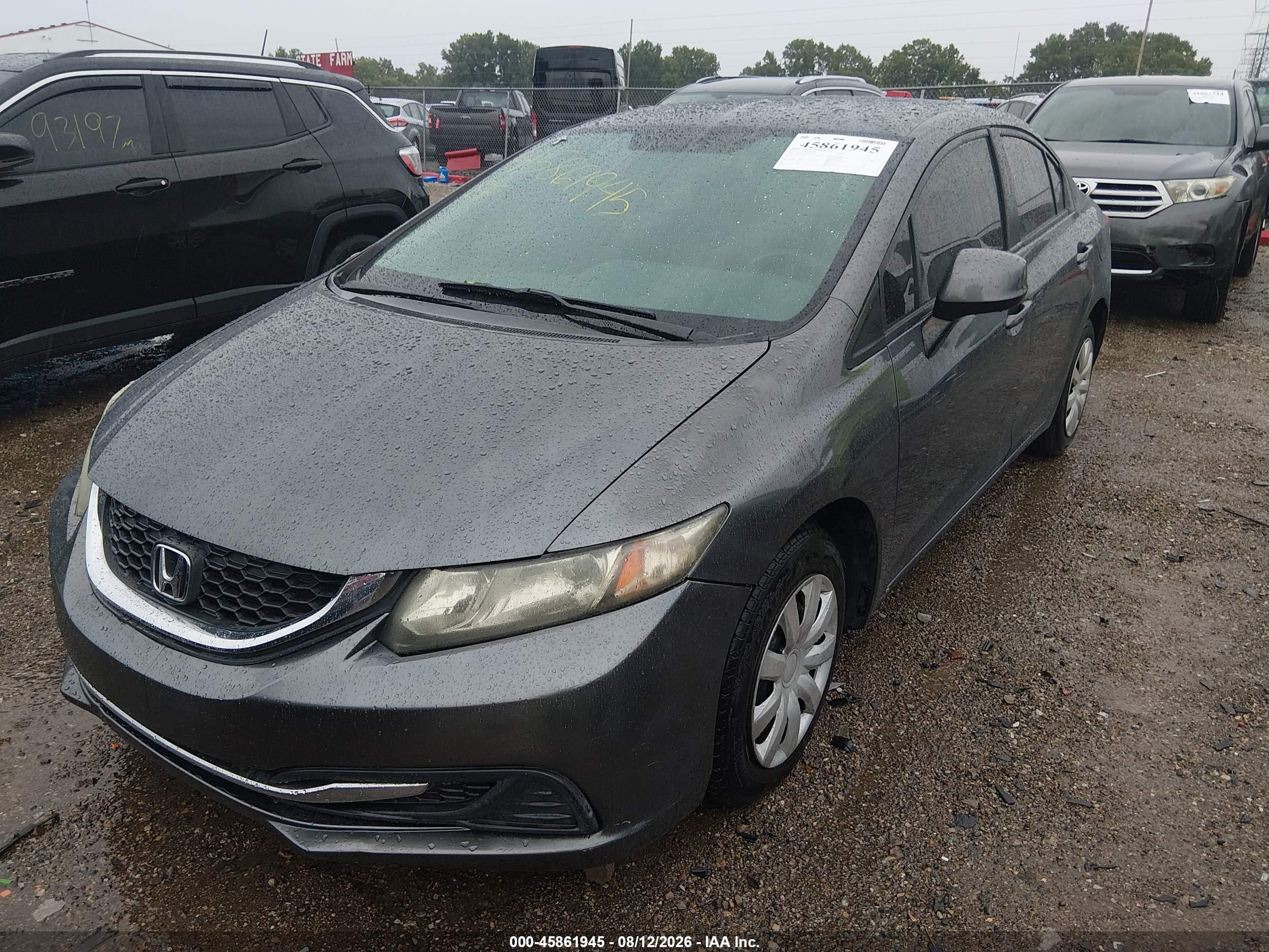 2013 Honda Civic Lx Серый vin: 19XFB2F55DE099740