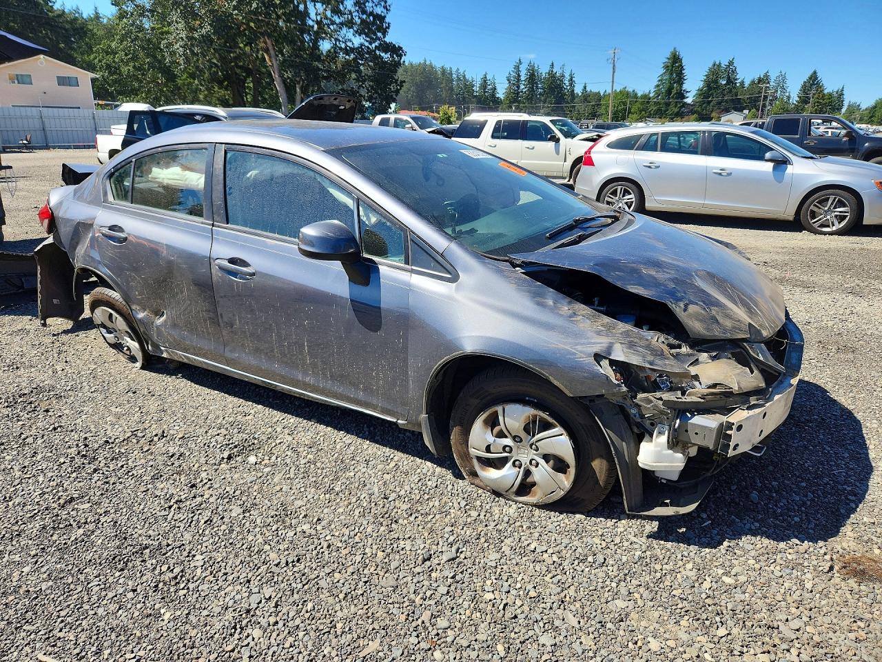 2013 Honda Civic Lx Gray vin: 19XFB2F55DE222453