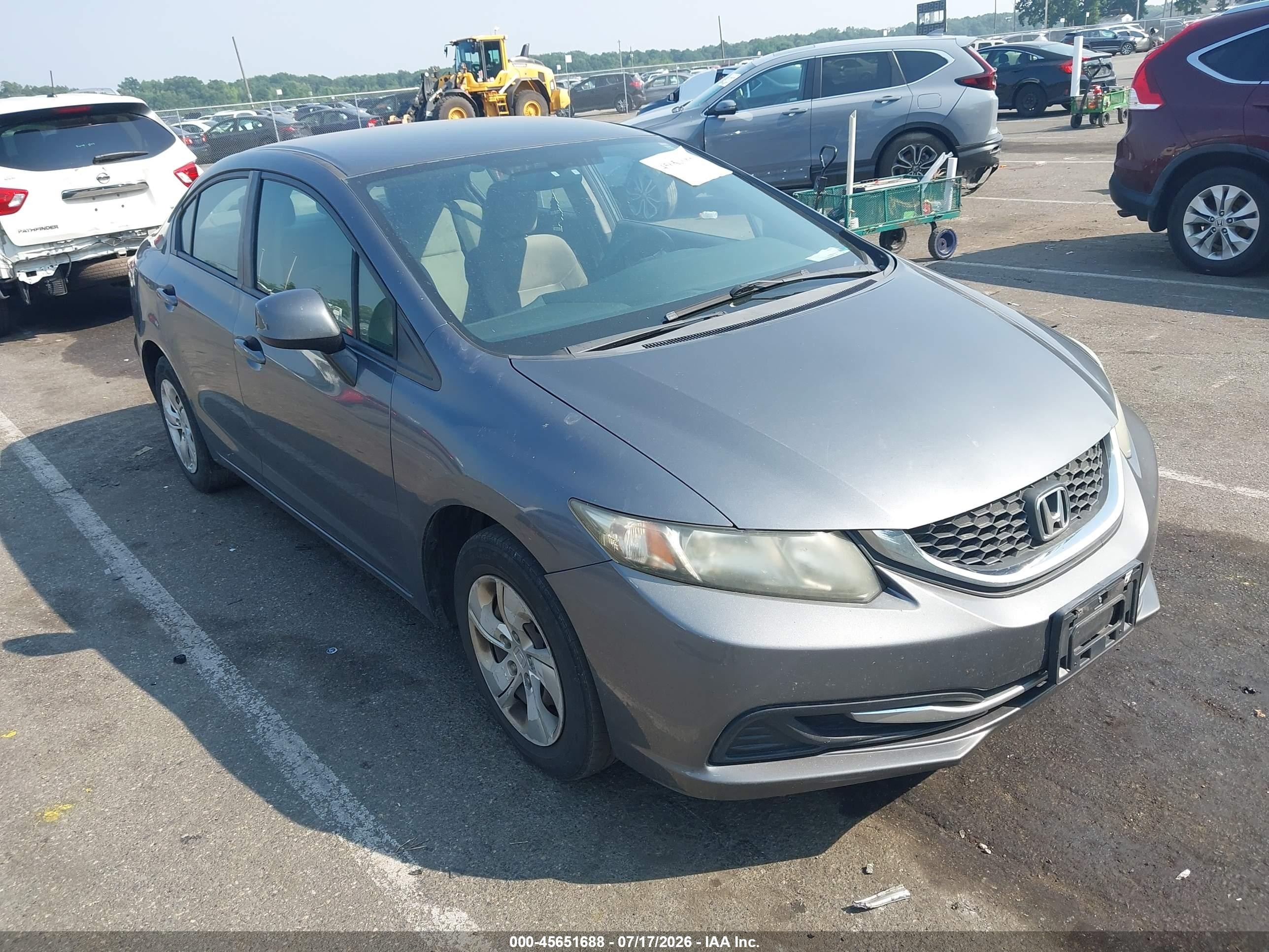 2013 Honda Civic Lx Gray vin: 19XFB2F55DE229788