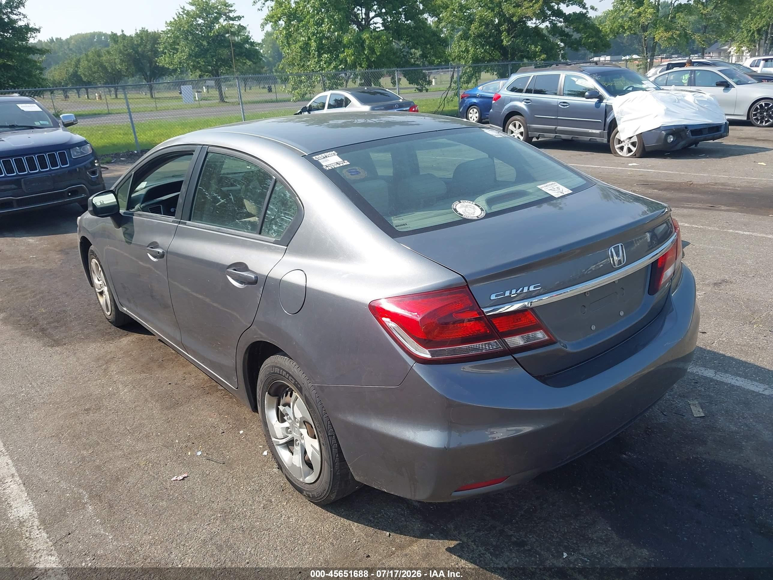 2013 Honda Civic Lx Gray vin: 19XFB2F55DE229788