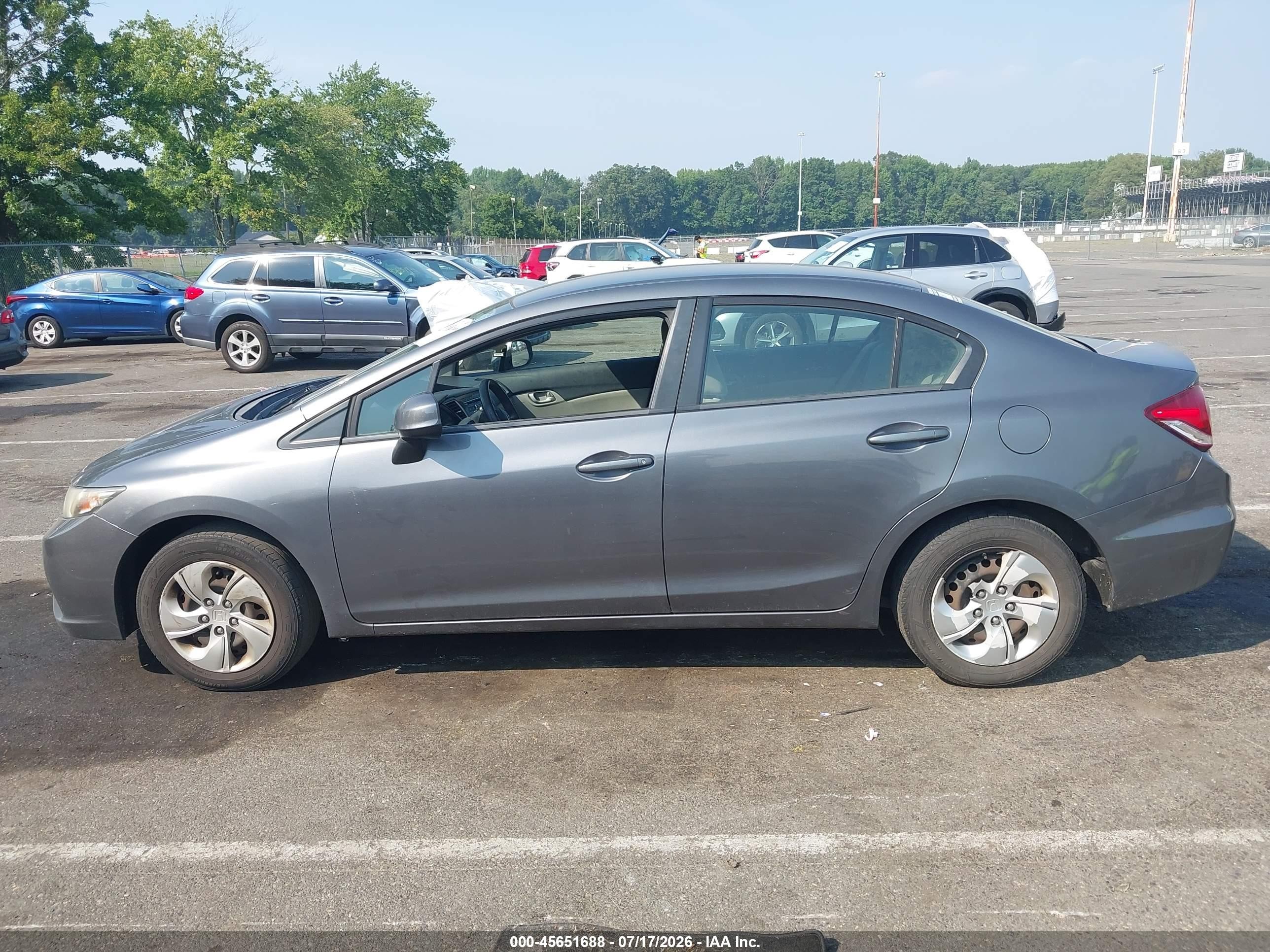 2013 Honda Civic Lx Gray vin: 19XFB2F55DE229788