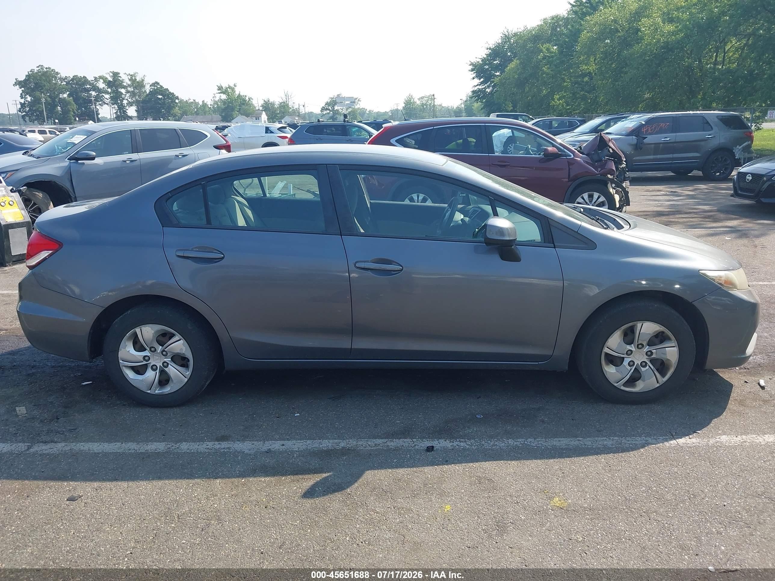 2013 Honda Civic Lx Gray vin: 19XFB2F55DE229788