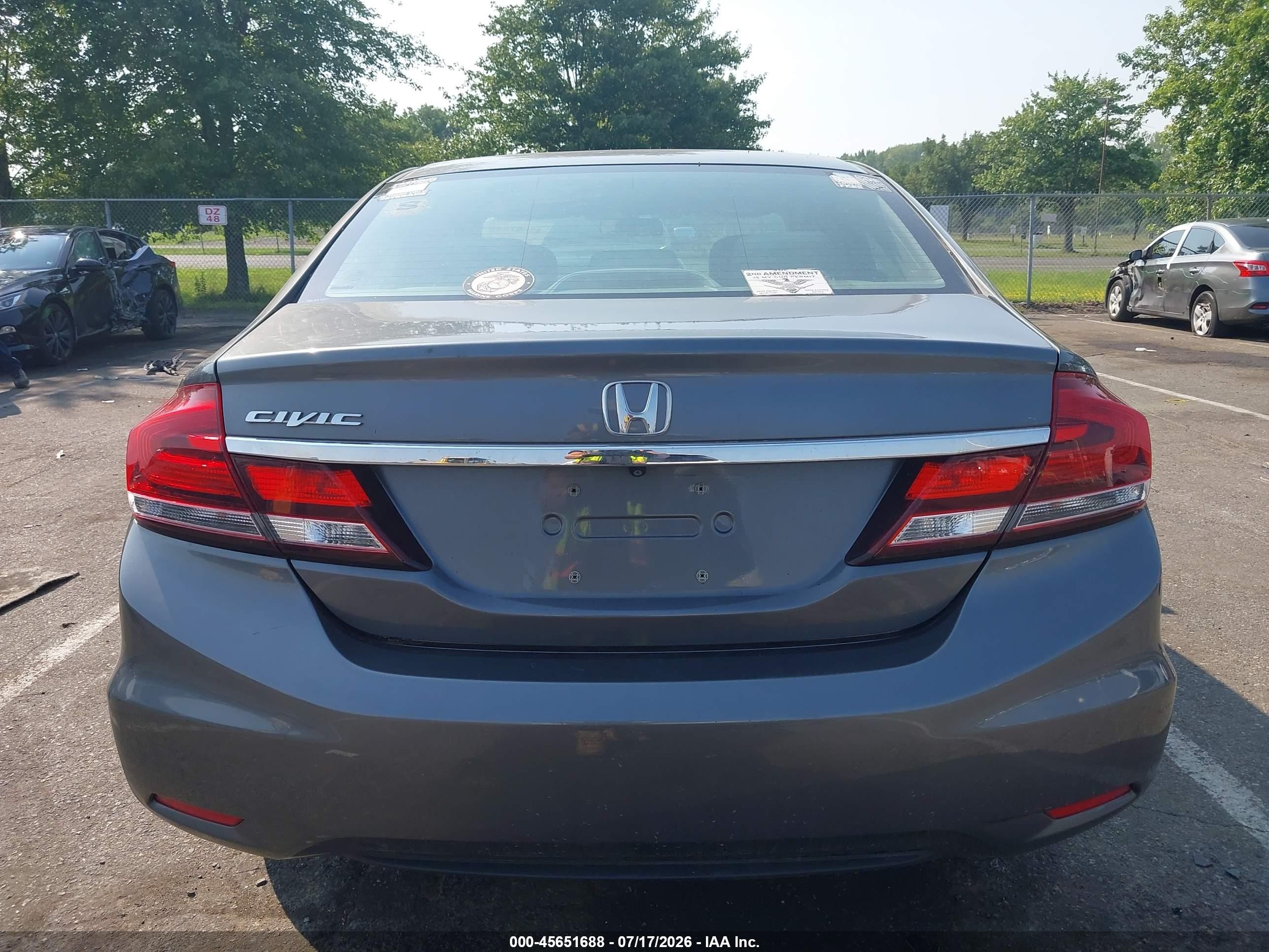 2013 Honda Civic Lx Gray vin: 19XFB2F55DE229788
