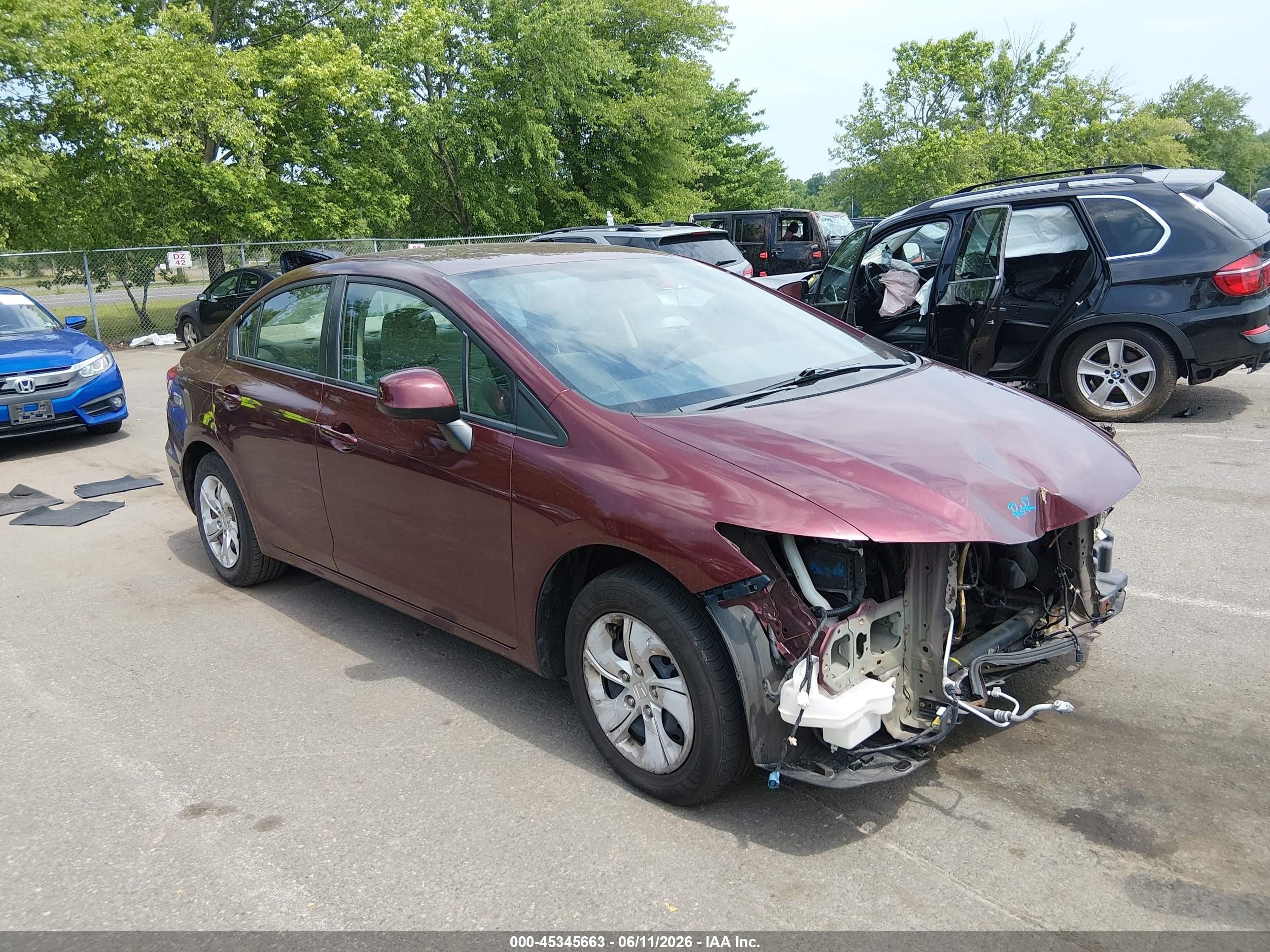 2013 Honda Civic Lx Red vin: 19XFB2F55DE267196