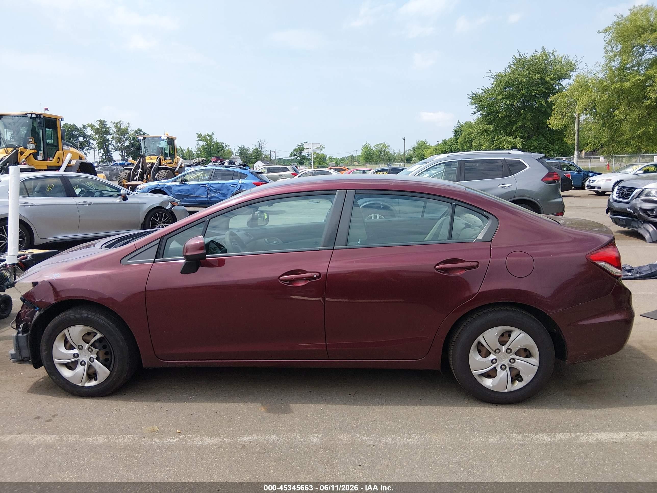 2013 Honda Civic Lx Red vin: 19XFB2F55DE267196