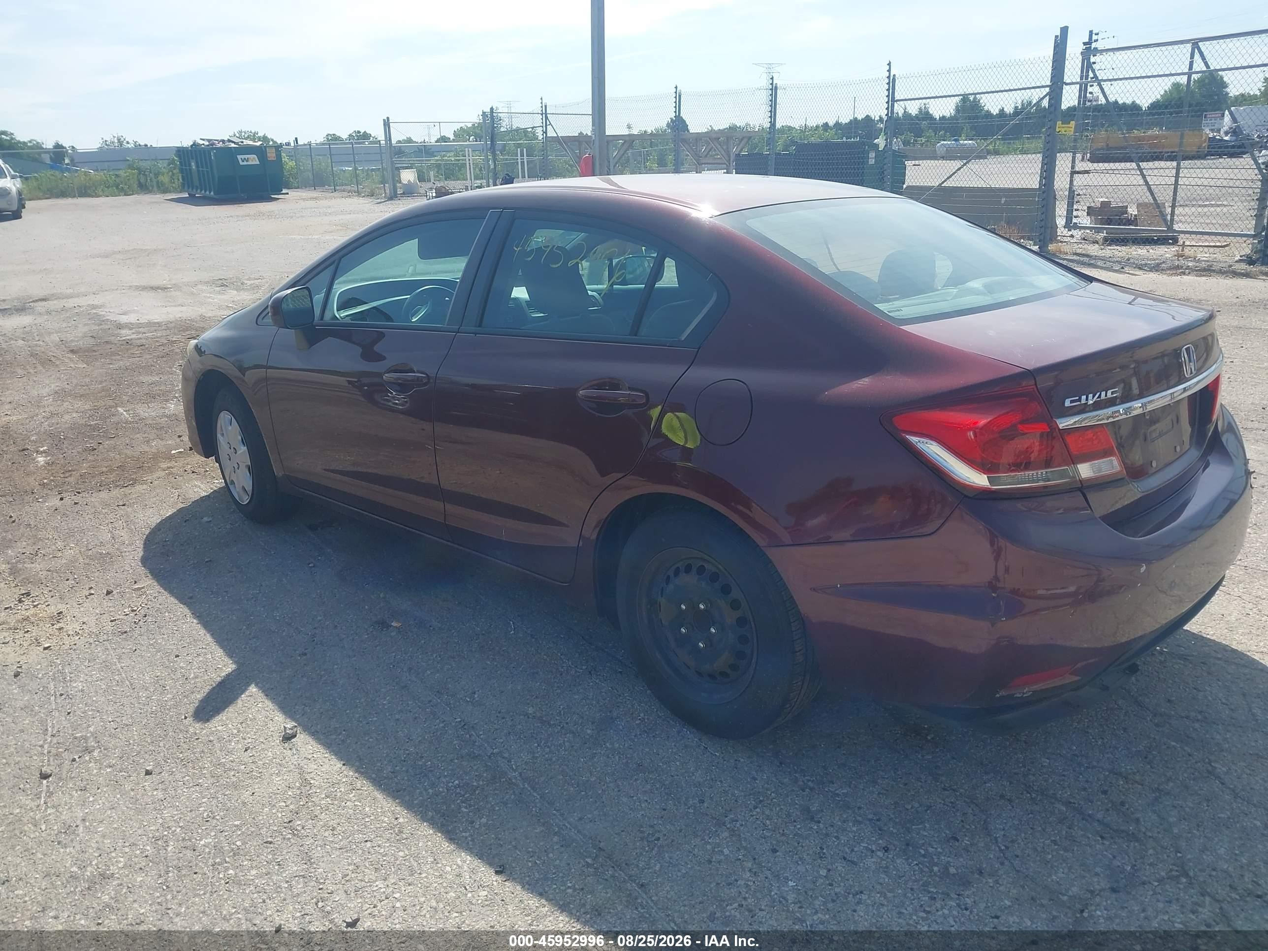 2014 Honda Civic Lx Burgundy vin: 19XFB2F55EE017815