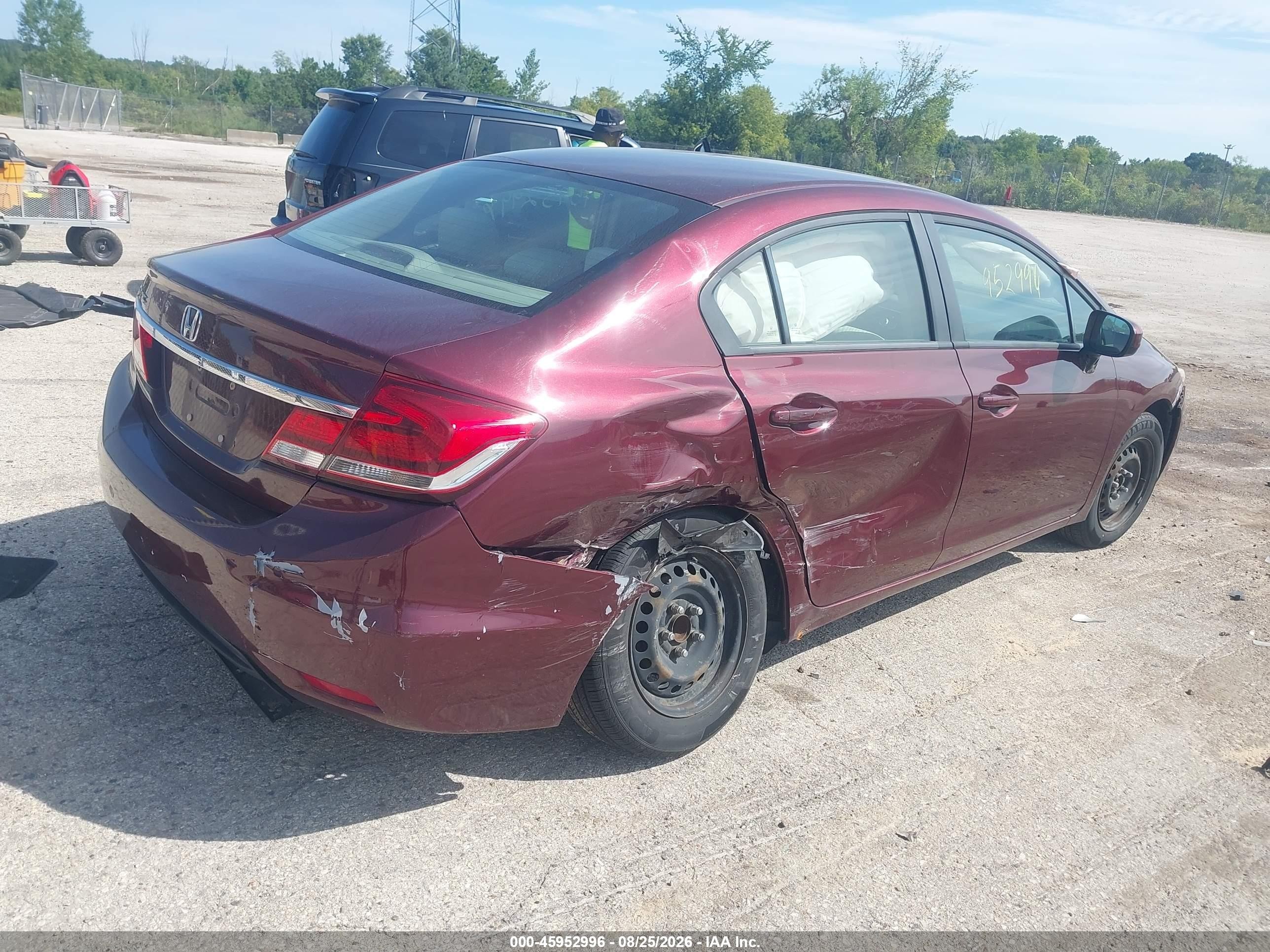 2014 Honda Civic Lx Burgundy vin: 19XFB2F55EE017815