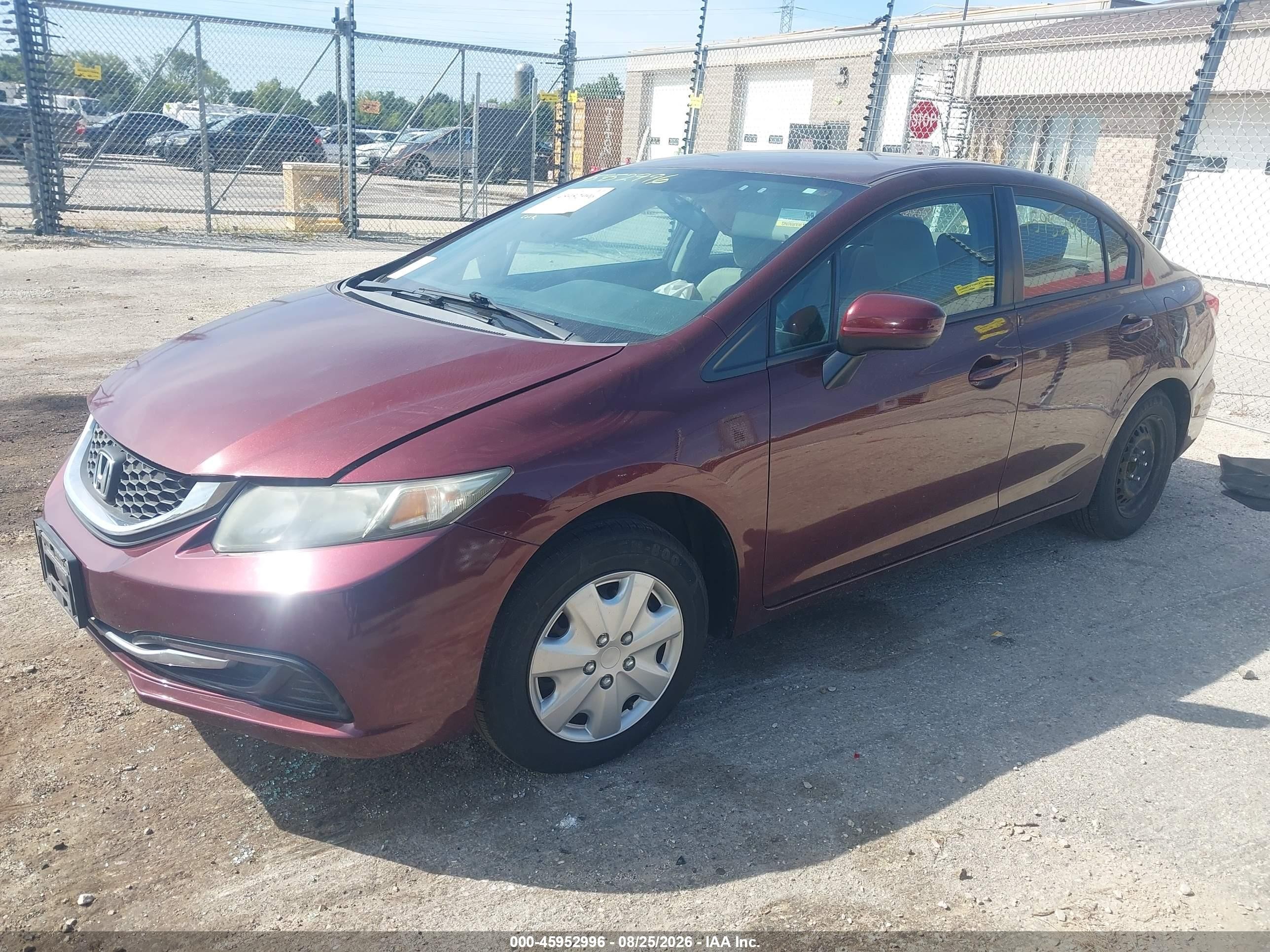 2014 Honda Civic Lx Burgundy vin: 19XFB2F55EE017815