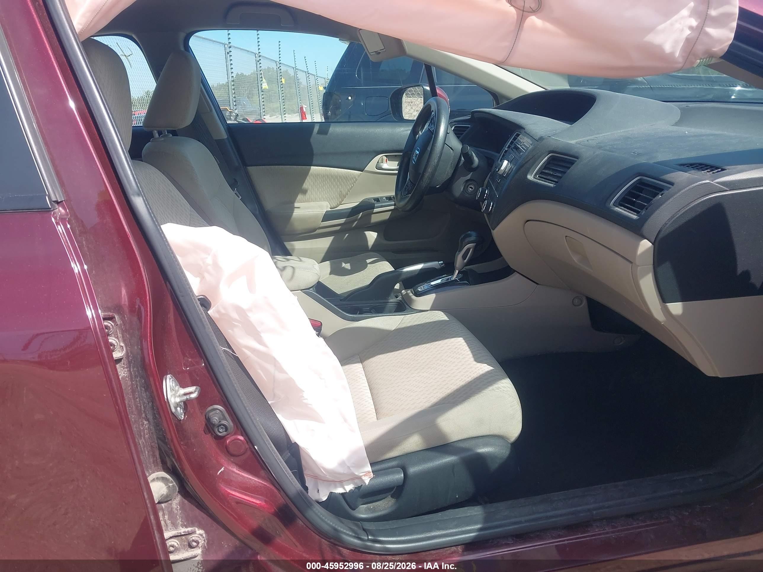 2014 Honda Civic Lx Burgundy vin: 19XFB2F55EE017815