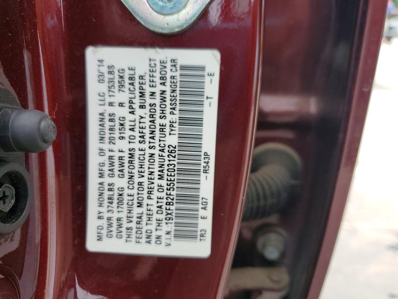2014 Honda Civic Lx Burgundy vin: 19XFB2F55EE031262