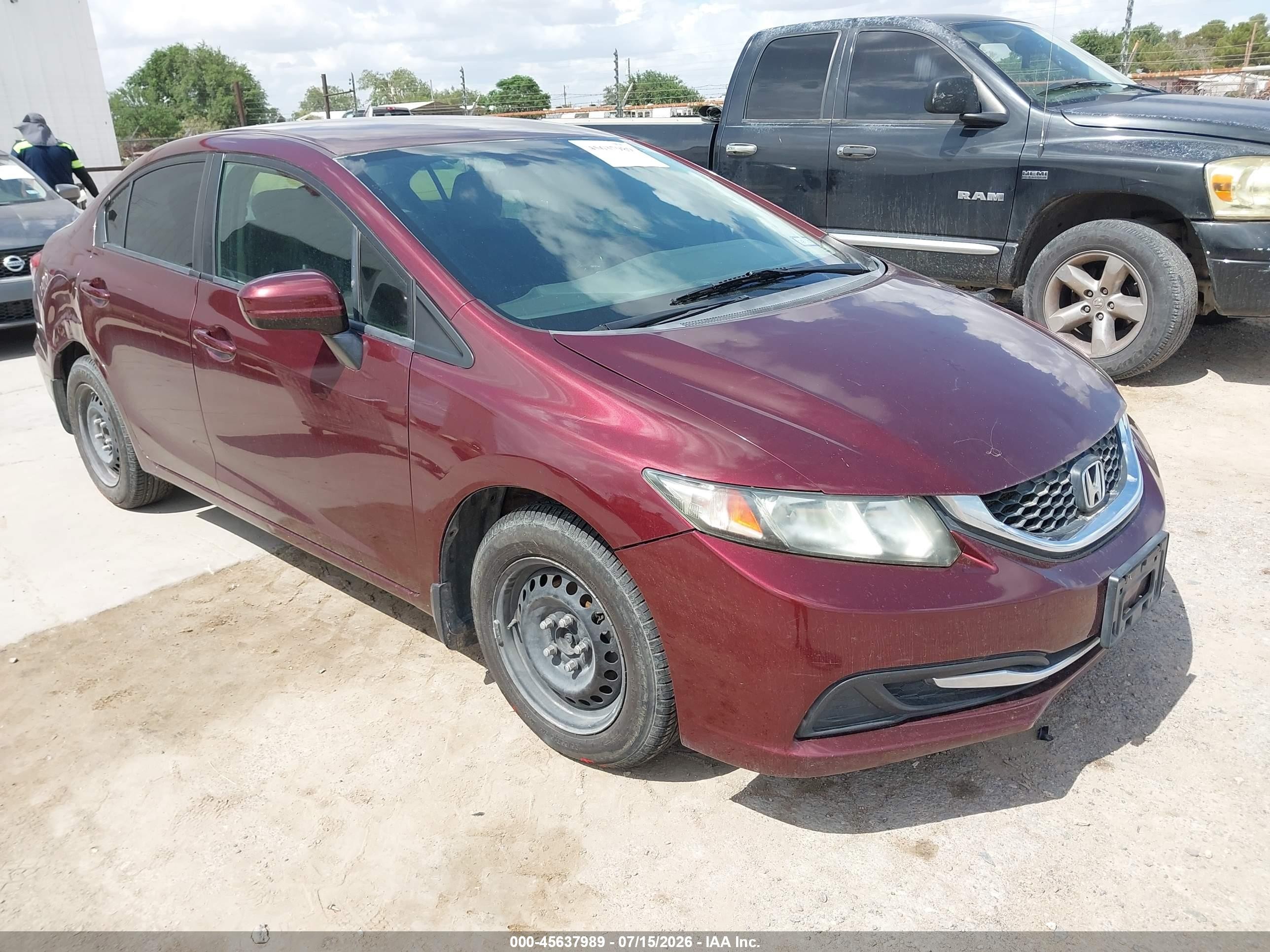 2014 Honda Civic Lx Maroon vin: 19XFB2F55EE038051