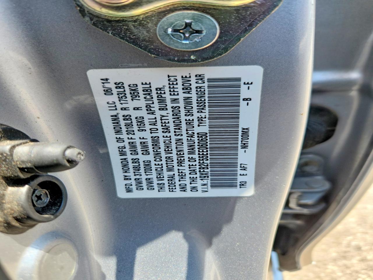 2014 Honda Civic Lx Silver vin: 19XFB2F55EE060650
