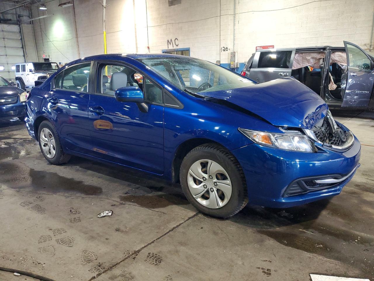 2014 Honda Civic Lx Blue vin: 19XFB2F55EE062513