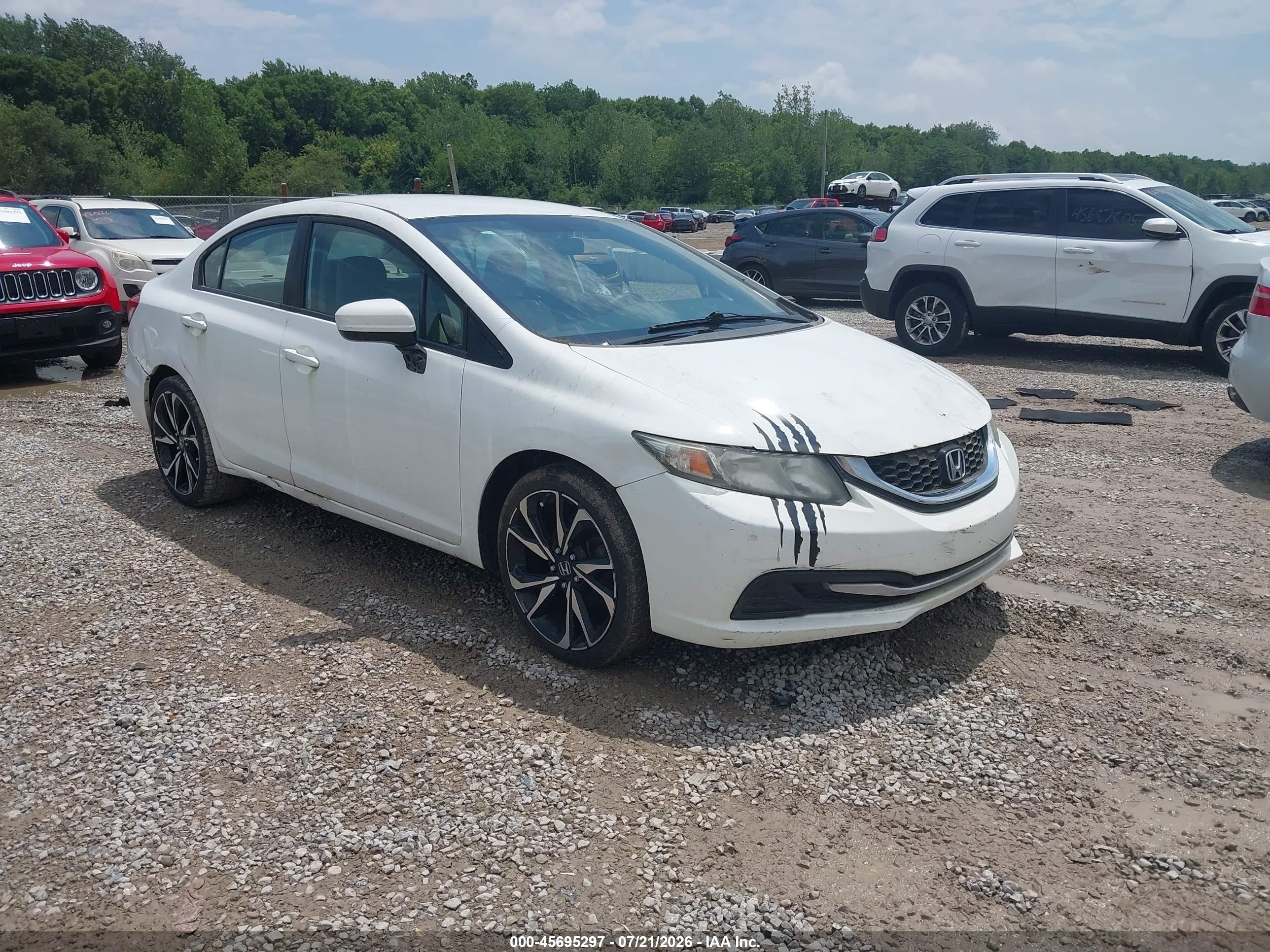 2014 Honda Civic Lx White vin: 19XFB2F55EE201765