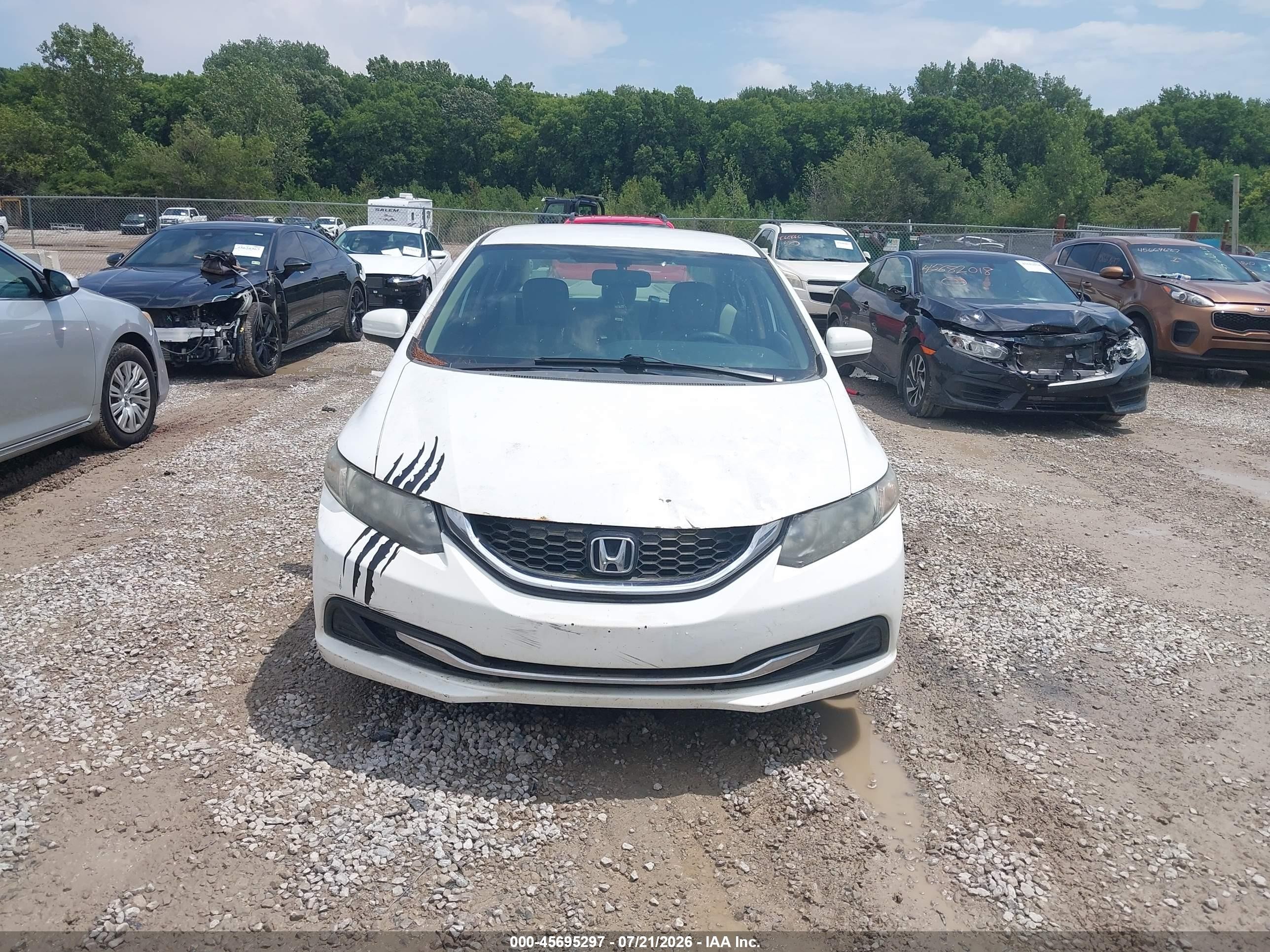 2014 Honda Civic Lx White vin: 19XFB2F55EE201765