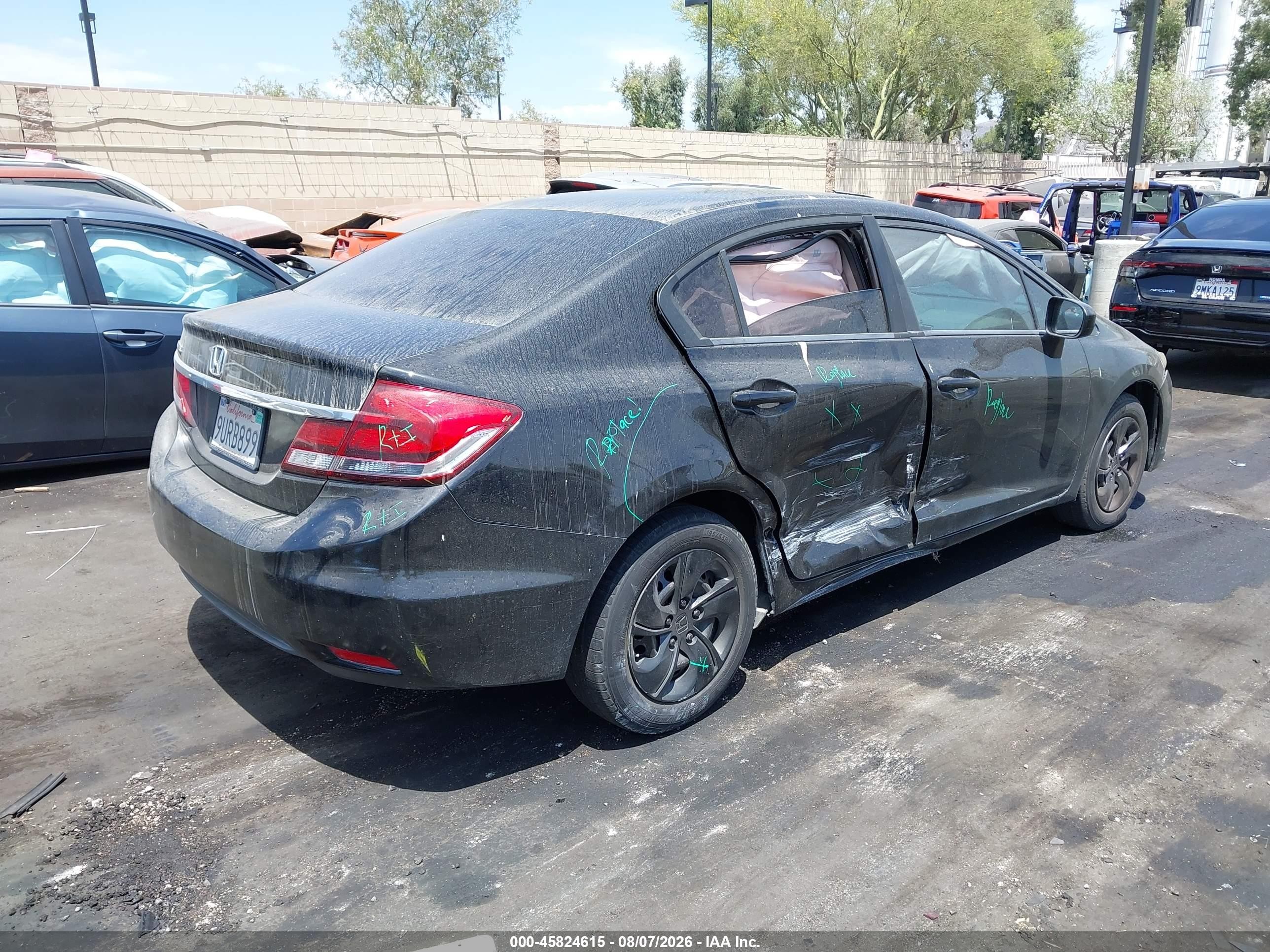 2014 Honda Civic Lx Black vin: 19XFB2F55EE237617