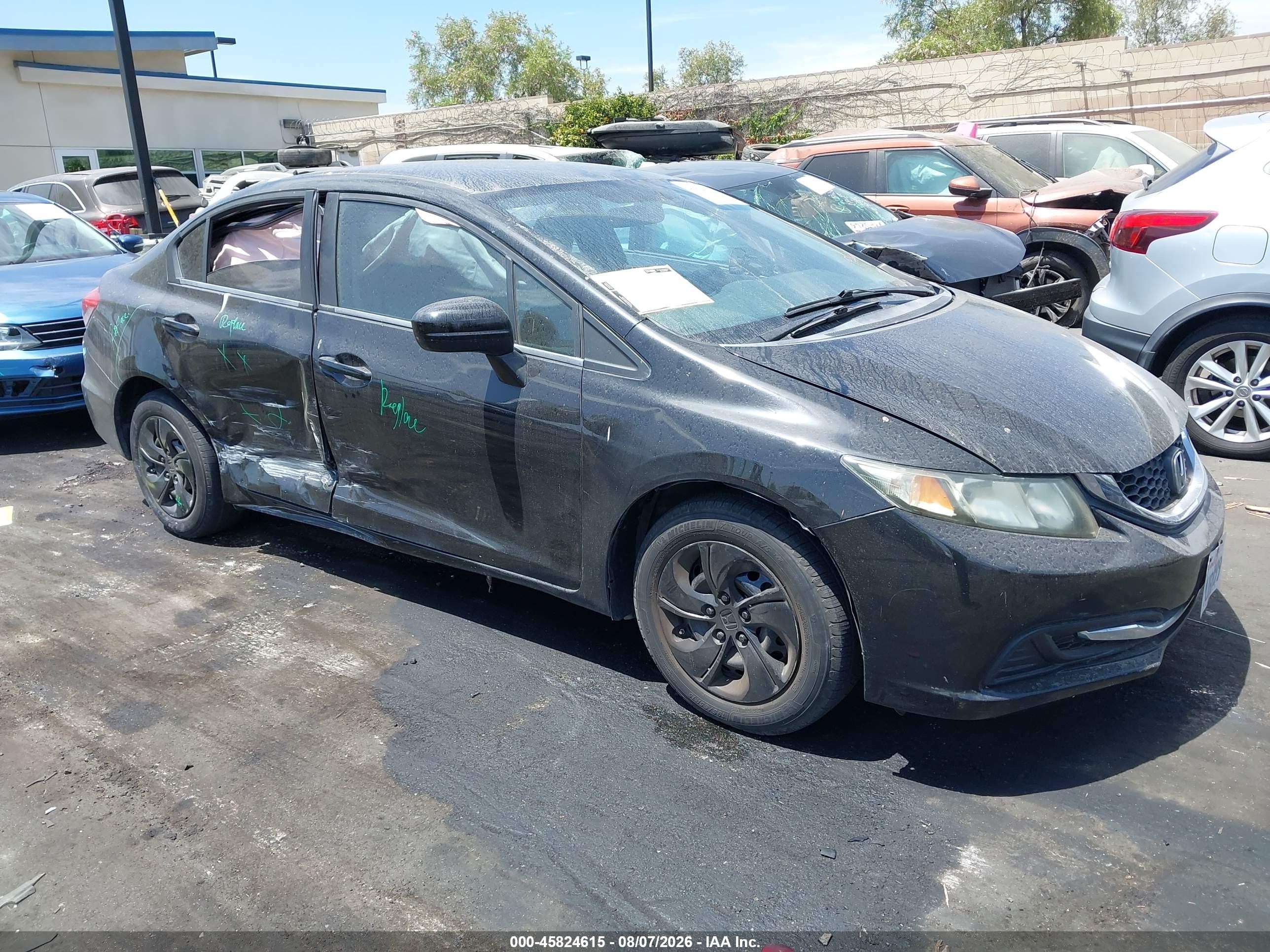 2014 Honda Civic Lx Black vin: 19XFB2F55EE237617