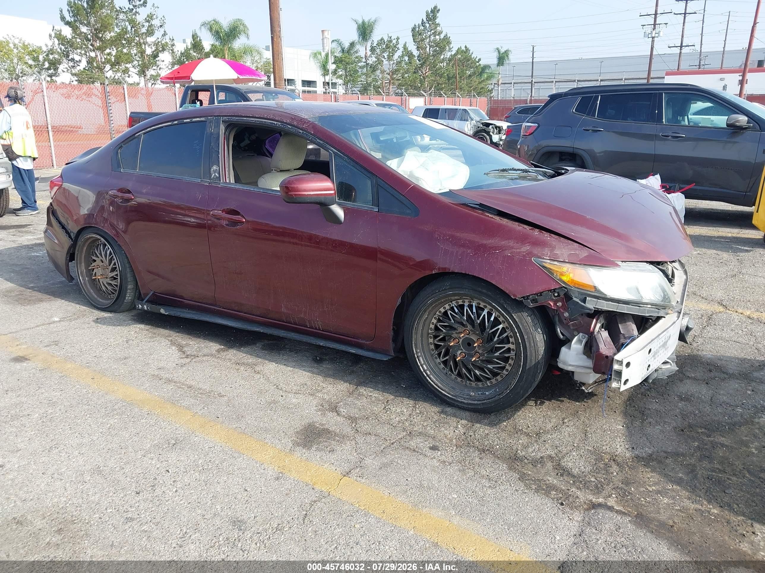 2014 Honda Civic Lx Burgundy vin: 19XFB2F55EE262047