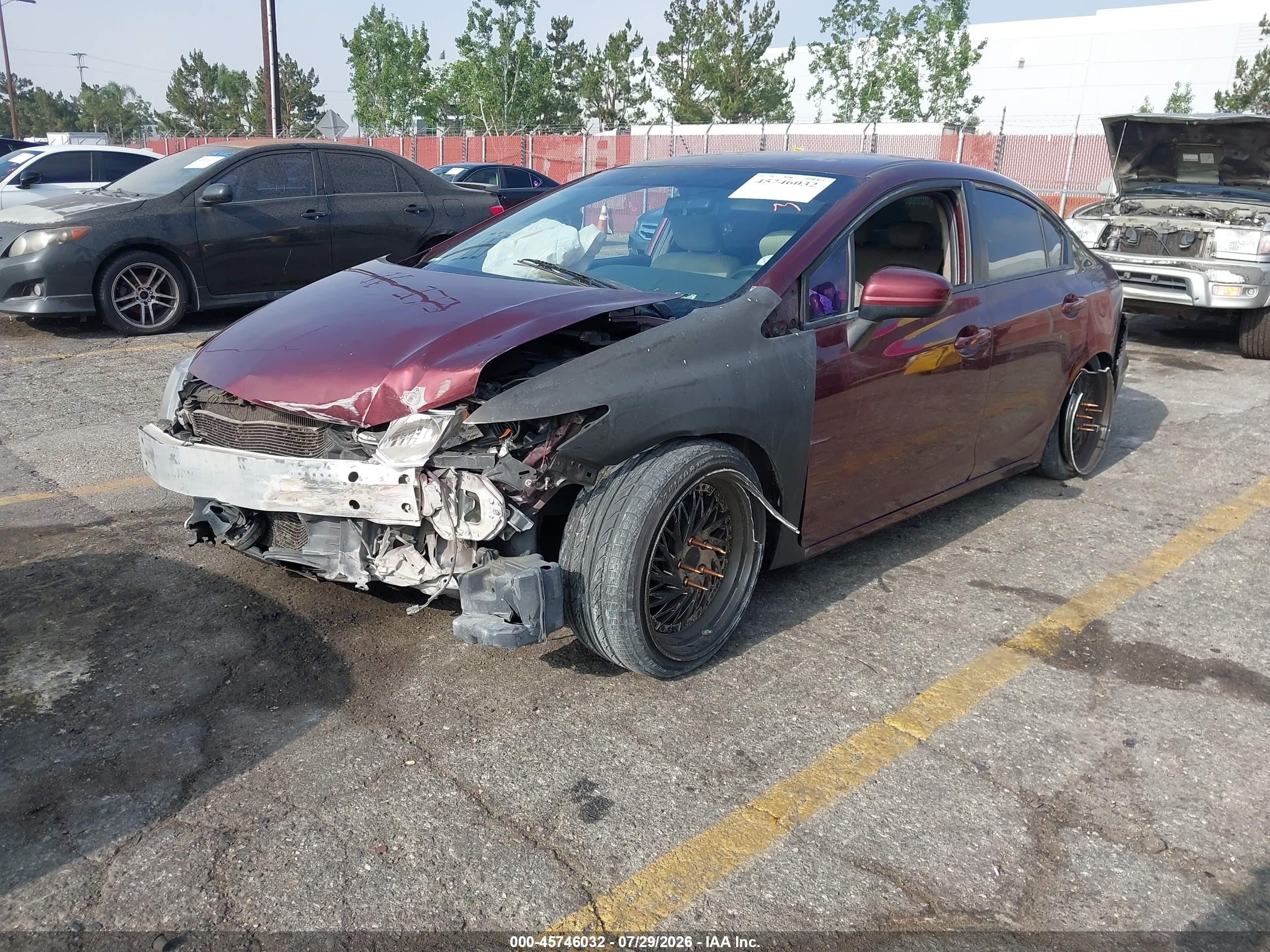 2014 Honda Civic Lx Burgundy vin: 19XFB2F55EE262047