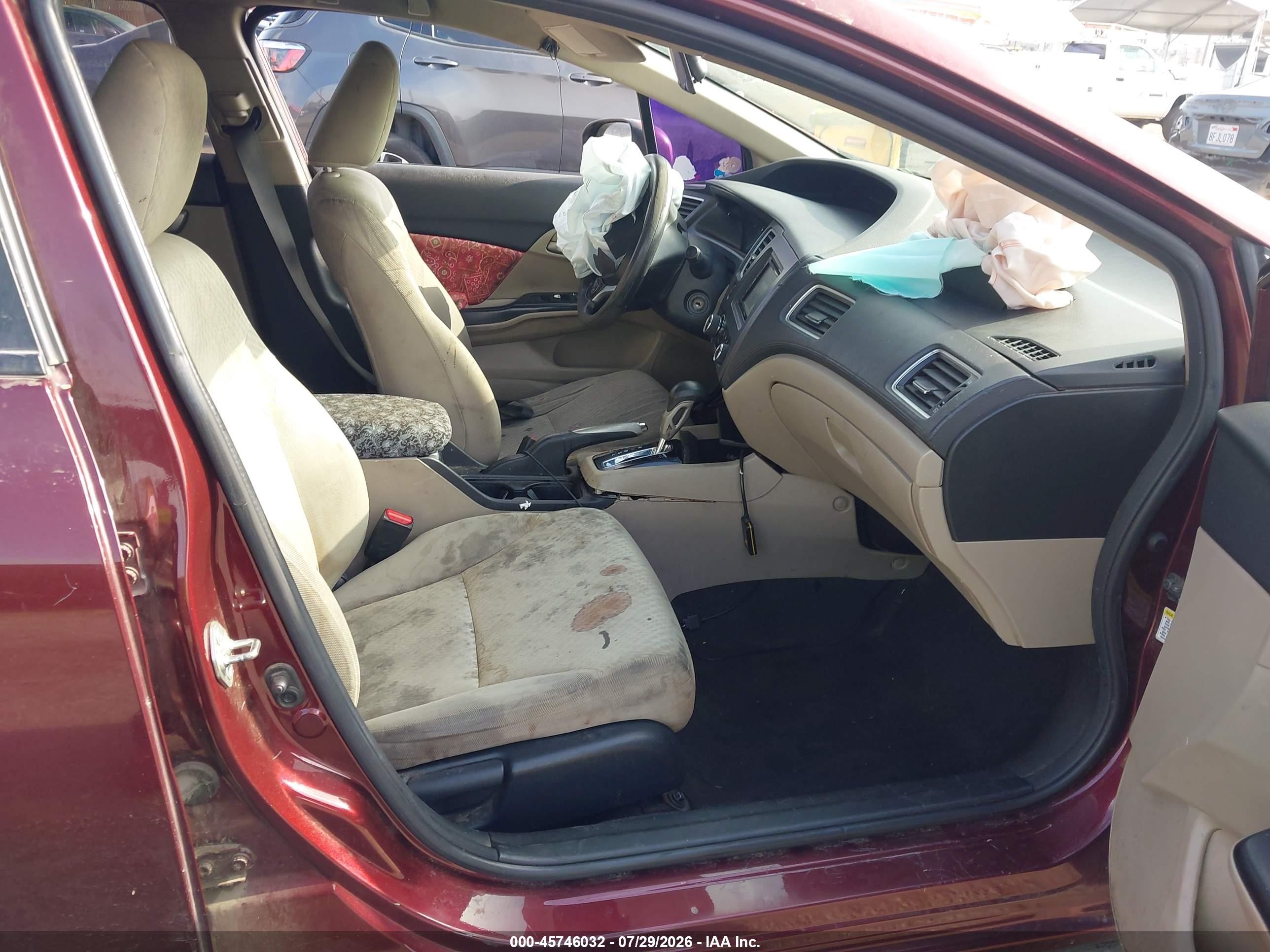 2014 Honda Civic Lx Burgundy vin: 19XFB2F55EE262047