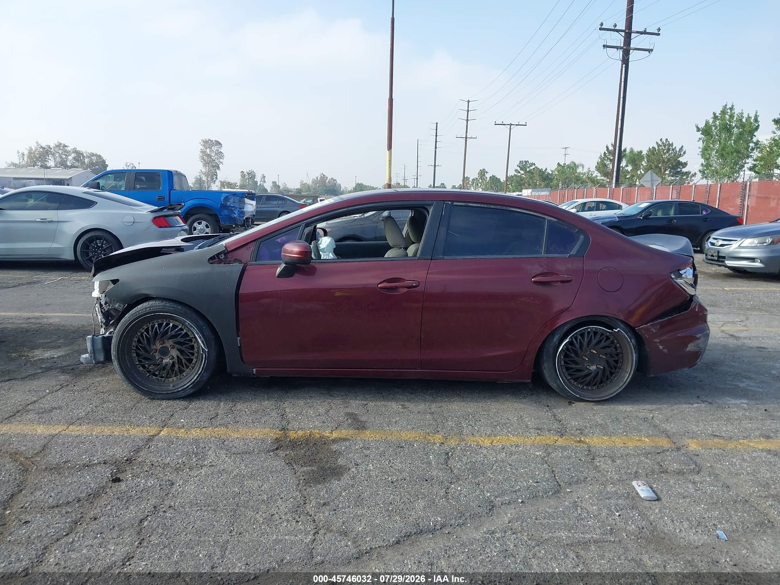 2014 Honda Civic Lx Burgundy vin: 19XFB2F55EE262047