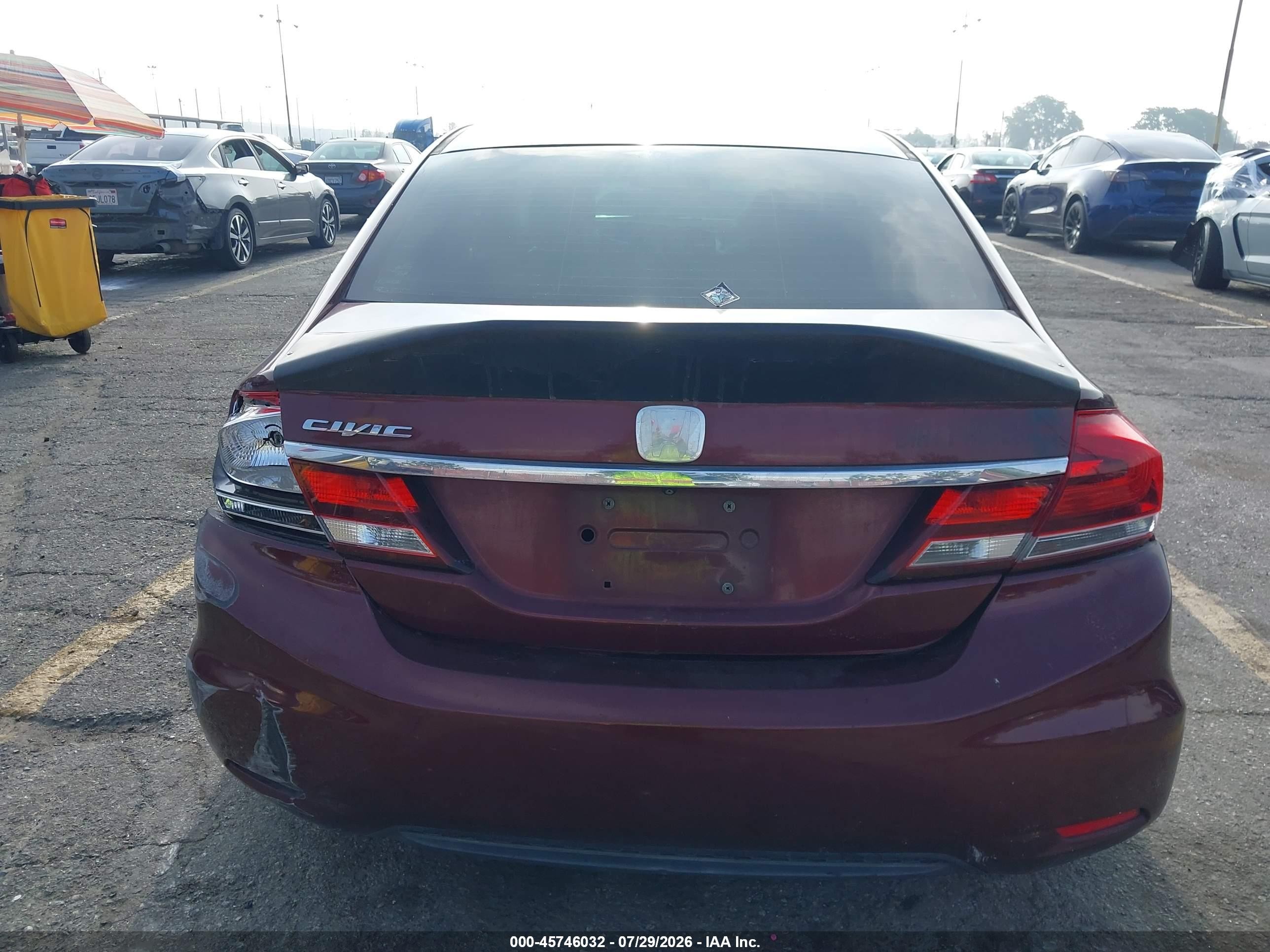 2014 Honda Civic Lx Burgundy vin: 19XFB2F55EE262047