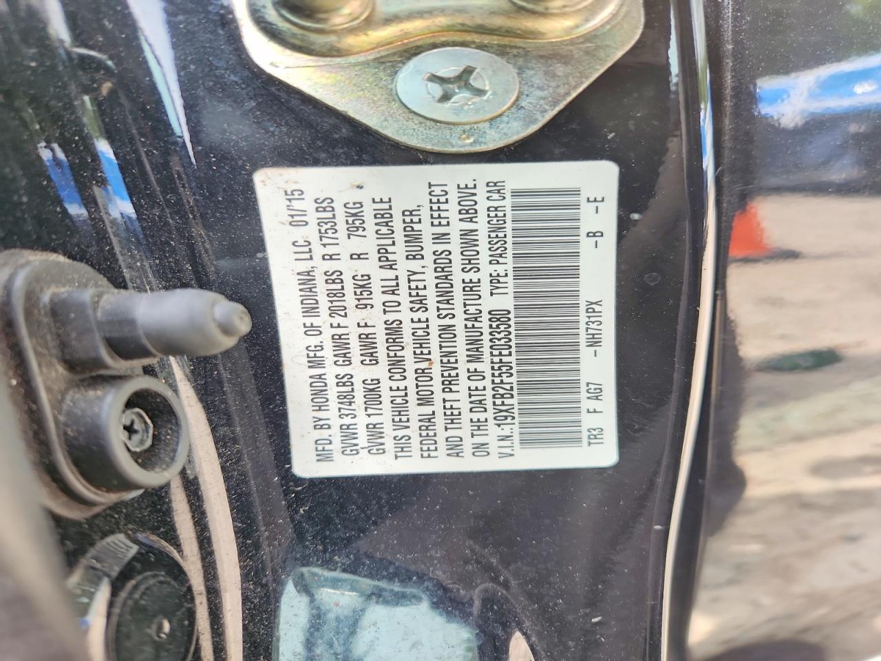2015 Honda Civic Lx Черный vin: 19XFB2F55FE033580