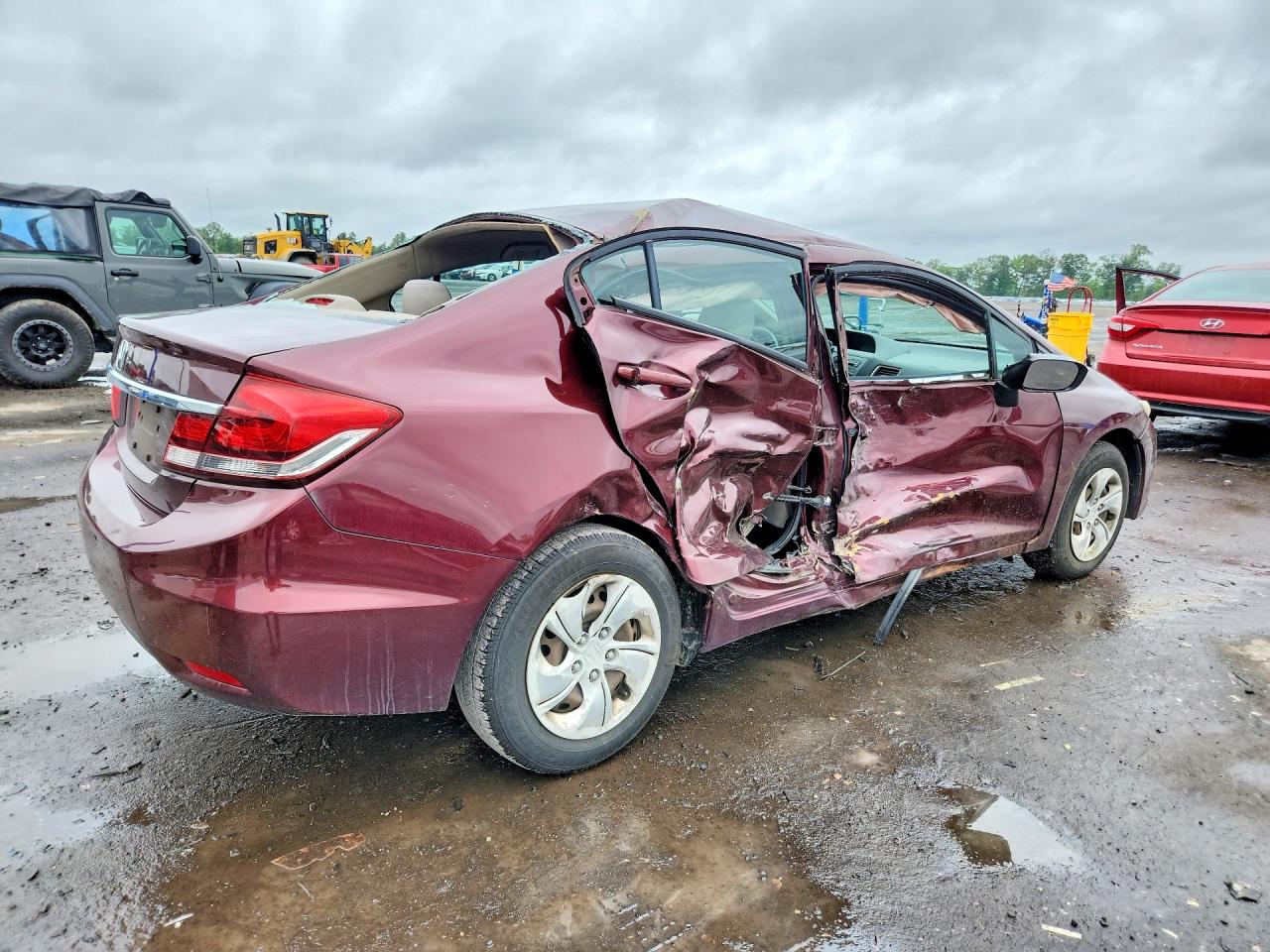 2015 Honda Civic Lx Burgundy vin: 19XFB2F55FE076266