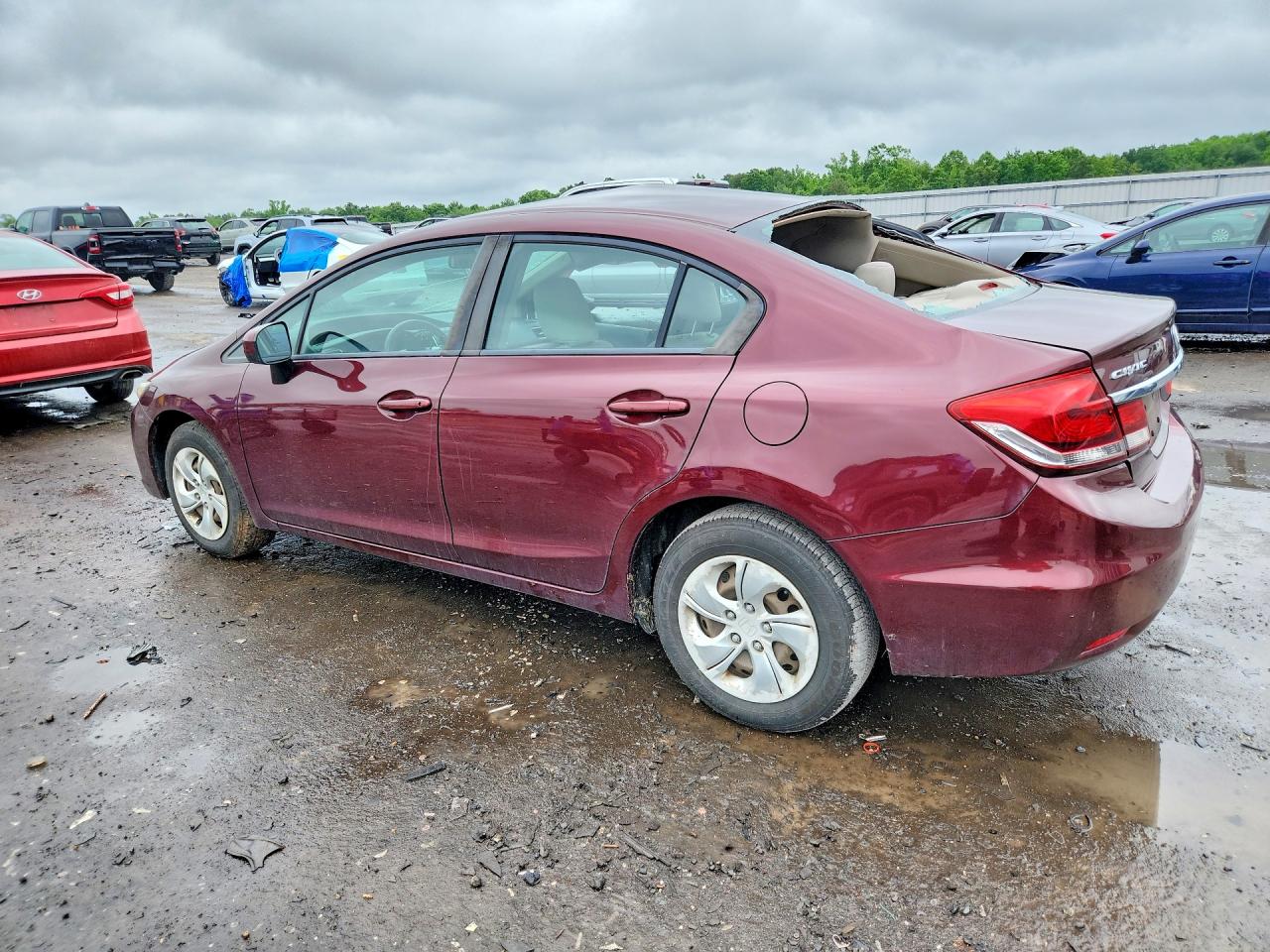 2015 Honda Civic Lx Burgundy vin: 19XFB2F55FE076266