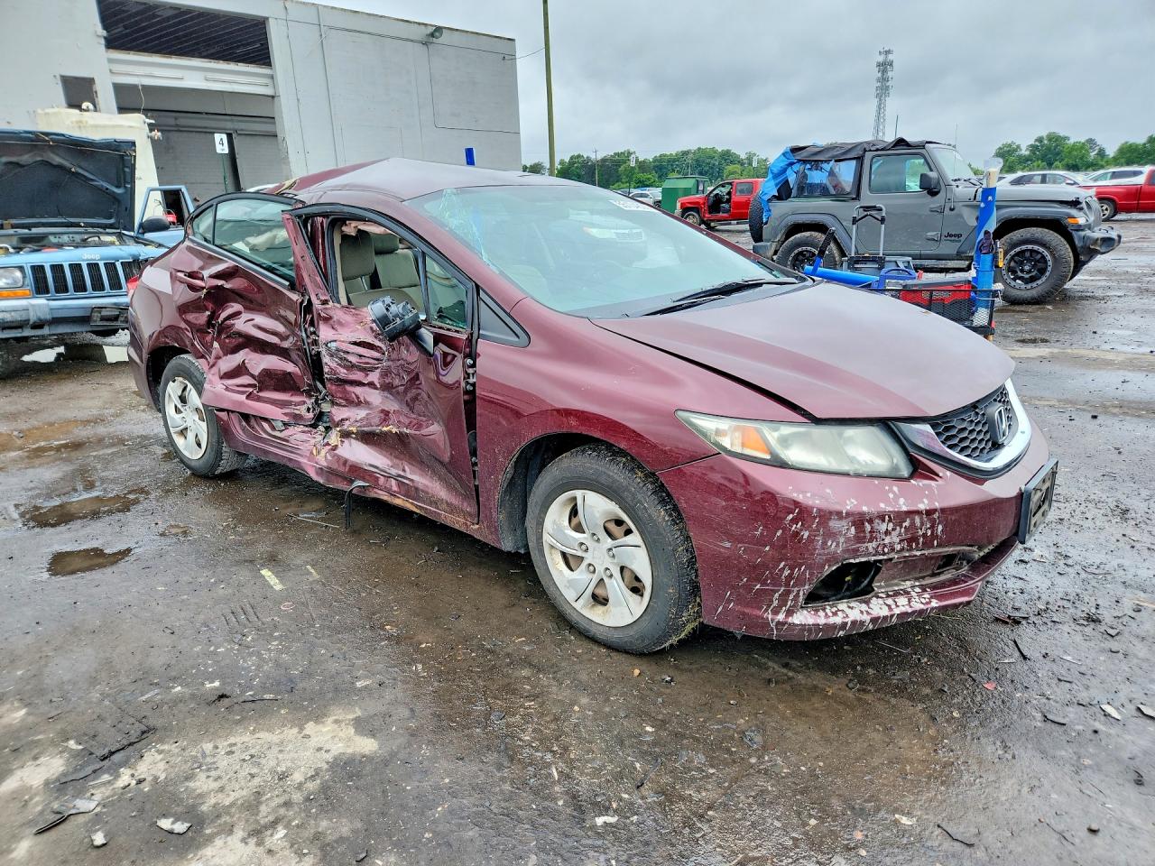 2015 Honda Civic Lx Burgundy vin: 19XFB2F55FE076266