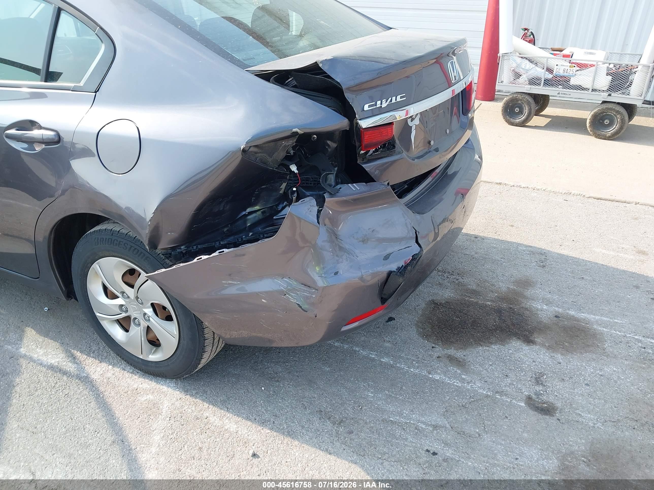 2015 Honda Civic Lx Gray vin: 19XFB2F55FE087414