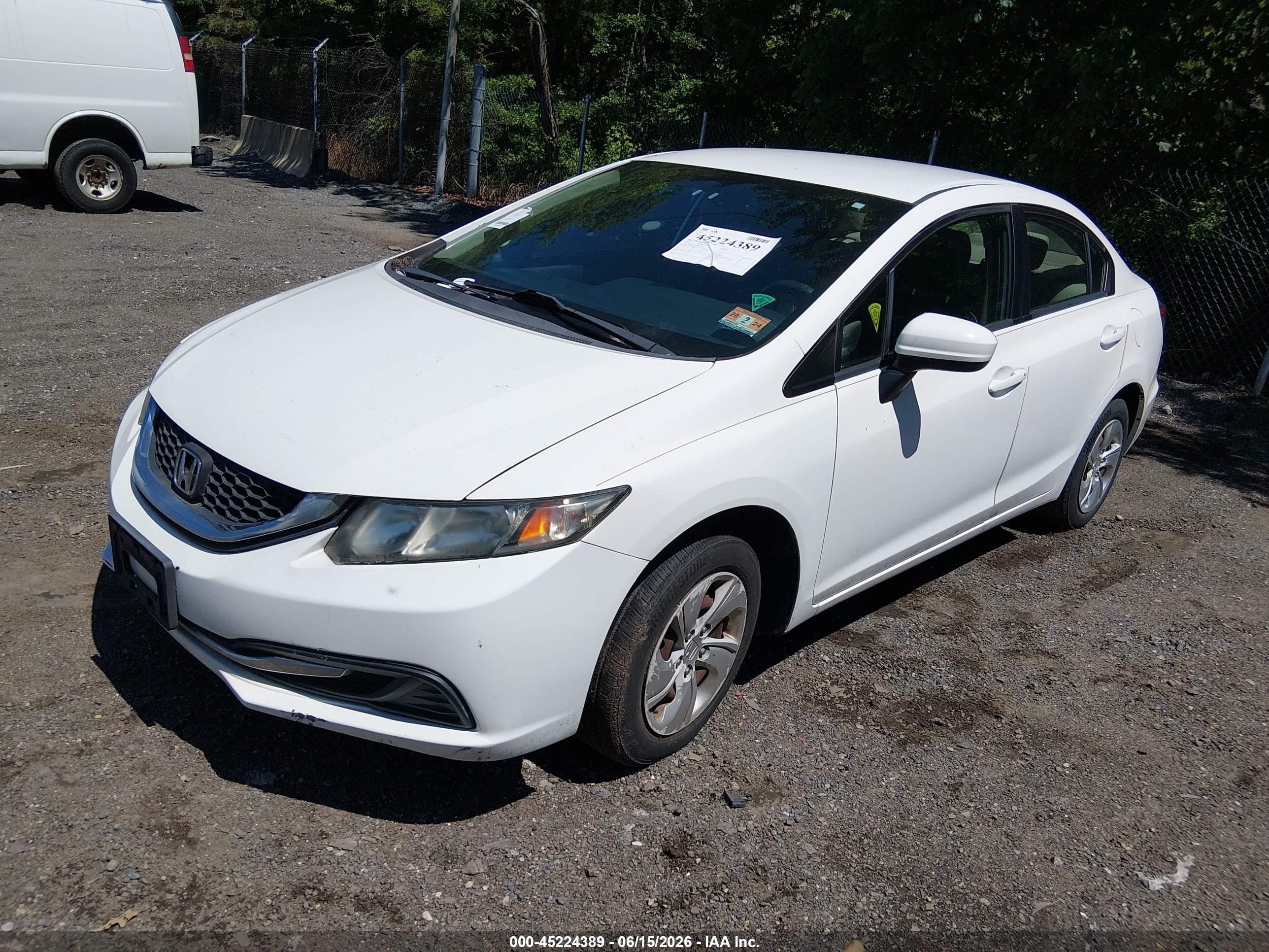 2015 Honda Civic Lx White vin: 19XFB2F55FE206949