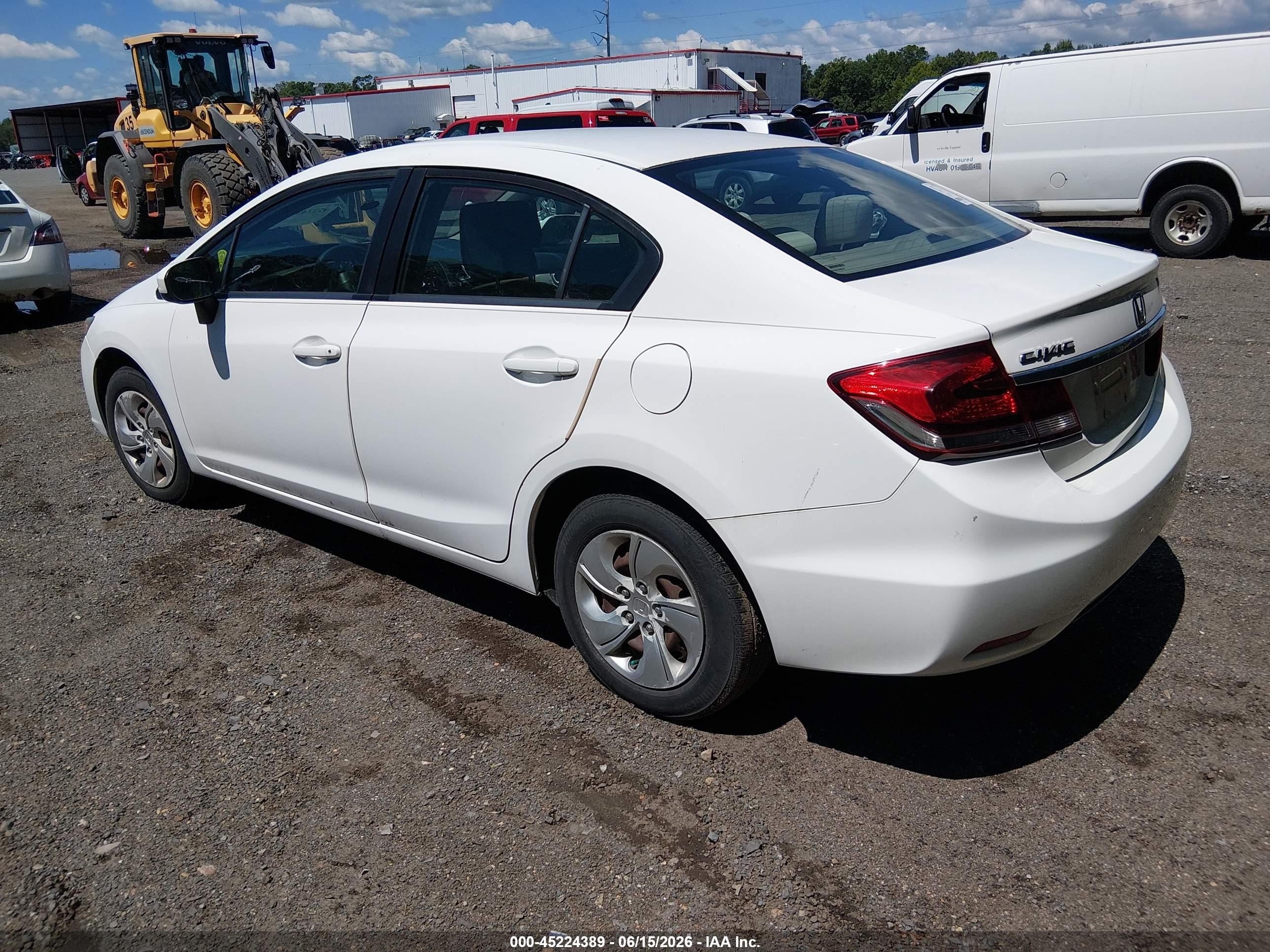 2015 Honda Civic Lx White vin: 19XFB2F55FE206949