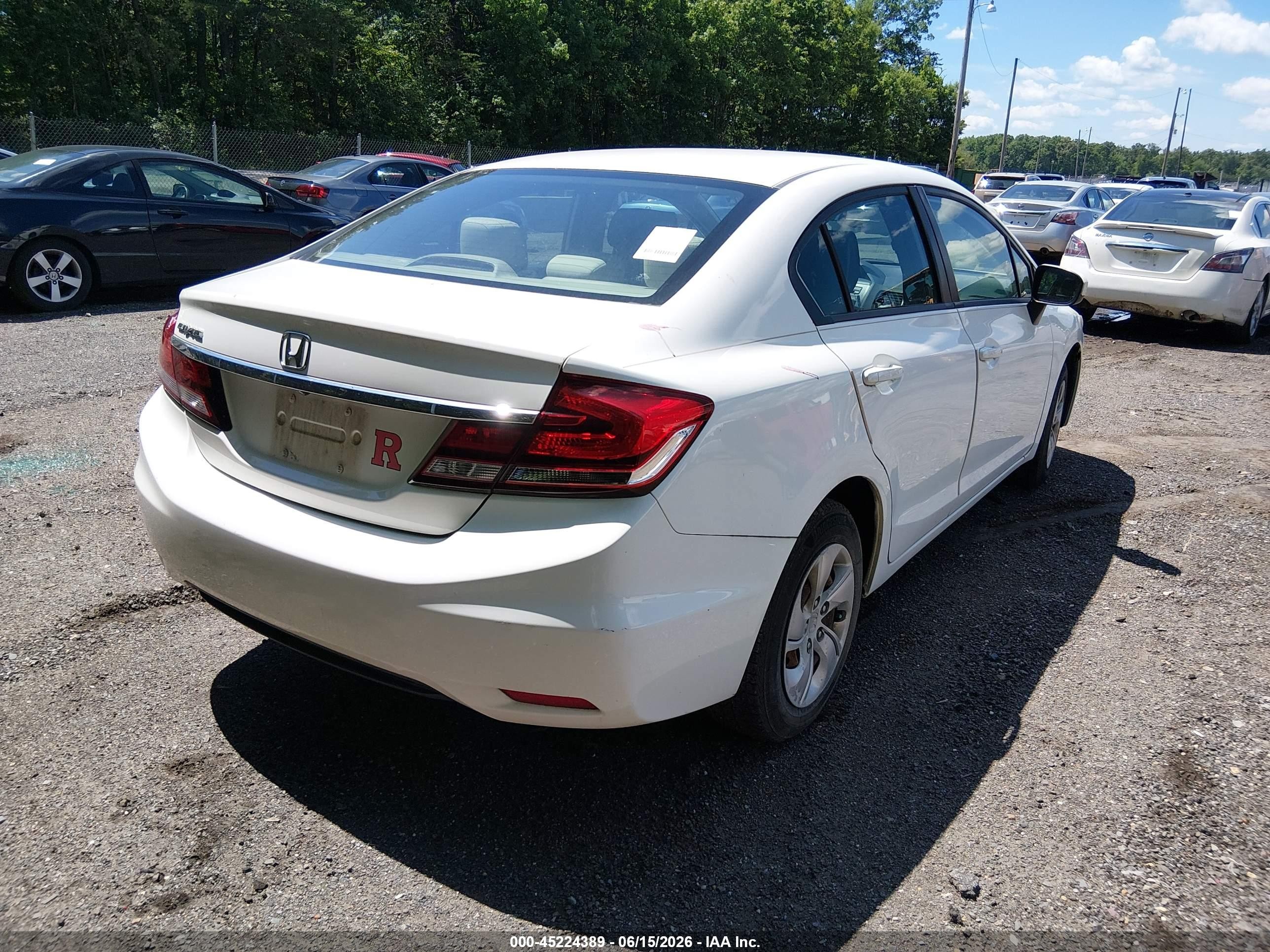 2015 Honda Civic Lx White vin: 19XFB2F55FE206949