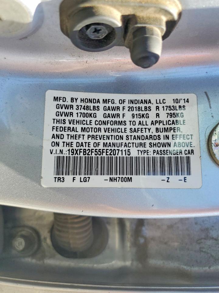 2015 Honda Civic Lx Silver vin: 19XFB2F55FE207115