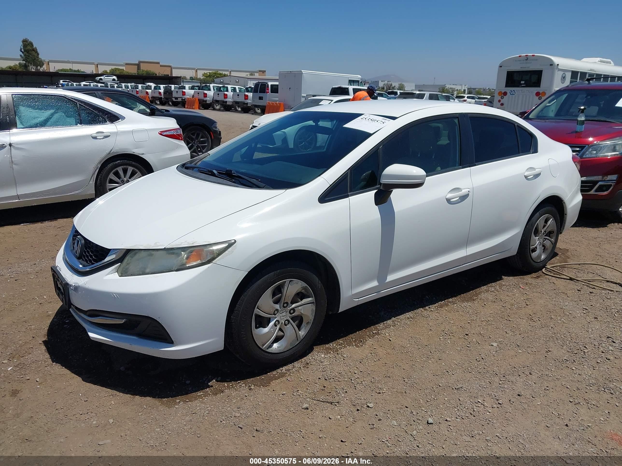 2015 Honda Civic Lx White vin: 19XFB2F55FE253768